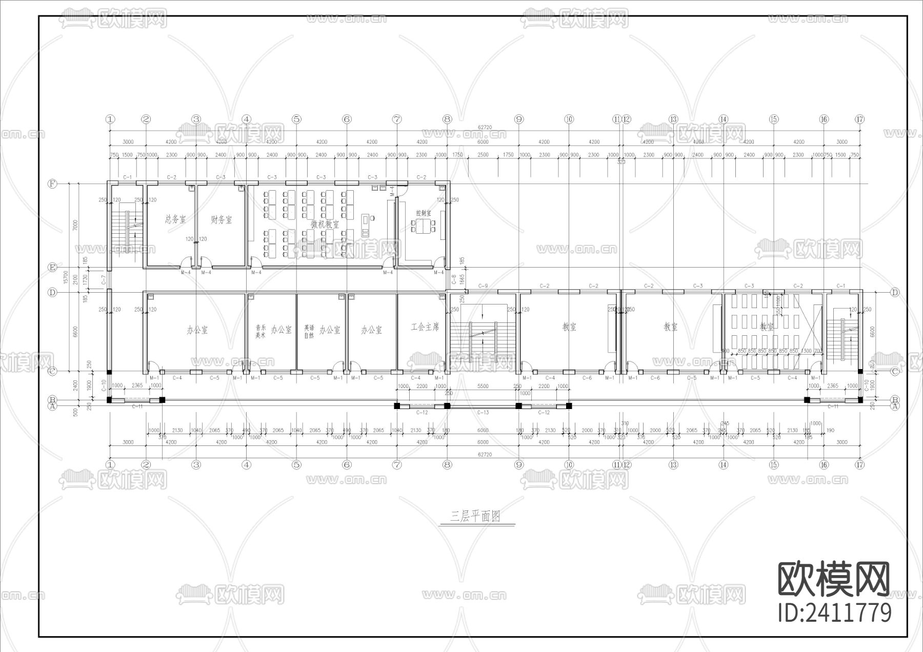 小学教学楼全套cad施工图下载（渲染图4）