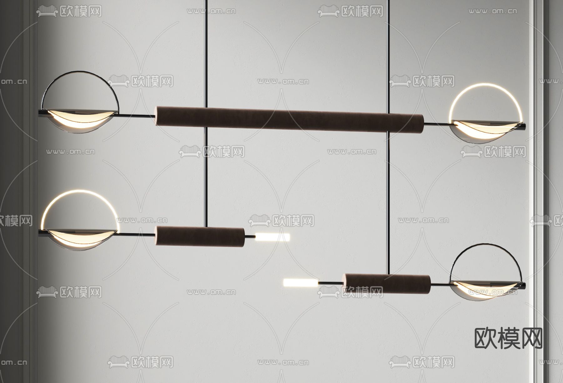 现代长条吊灯3d模型下载