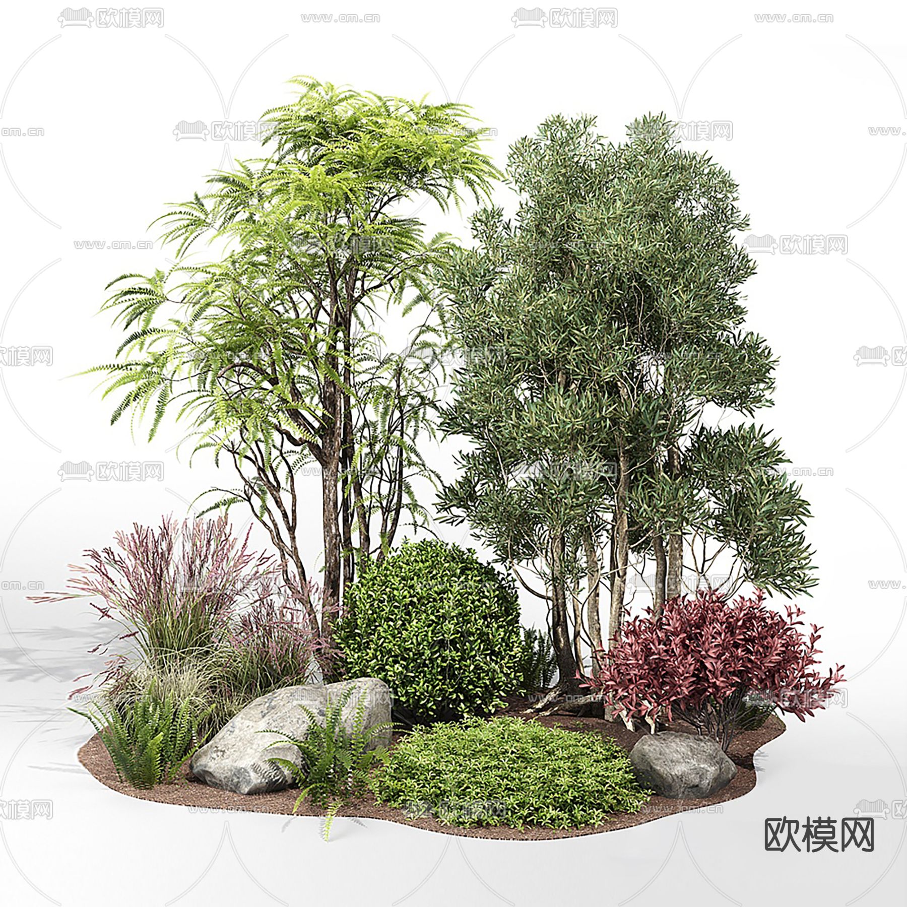 现代植物灌木丛小品su模型下载_ID12237603_sketchup模型下载-欧模网