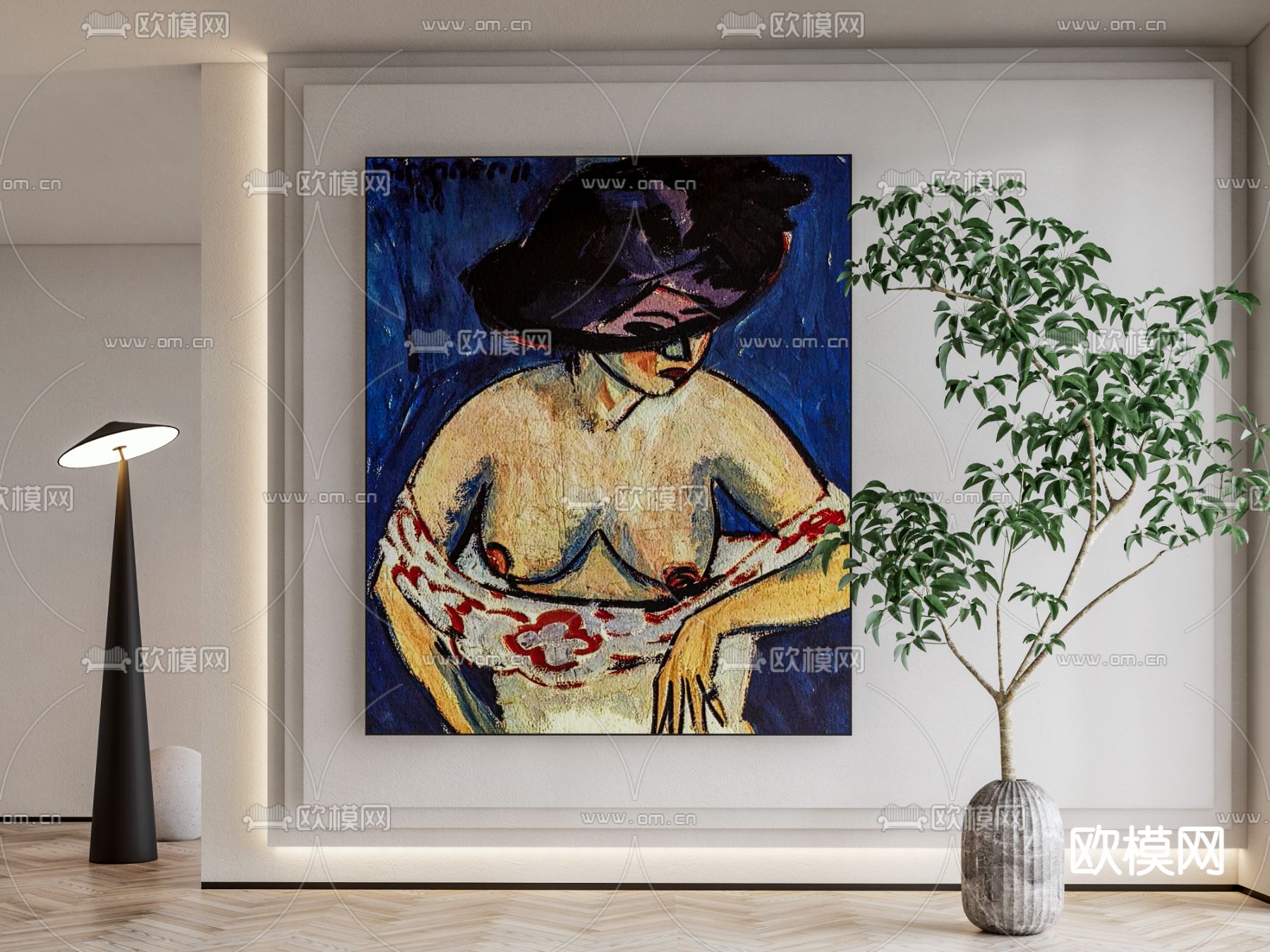 古典艺术装饰挂画su模型下载（渲染图1）