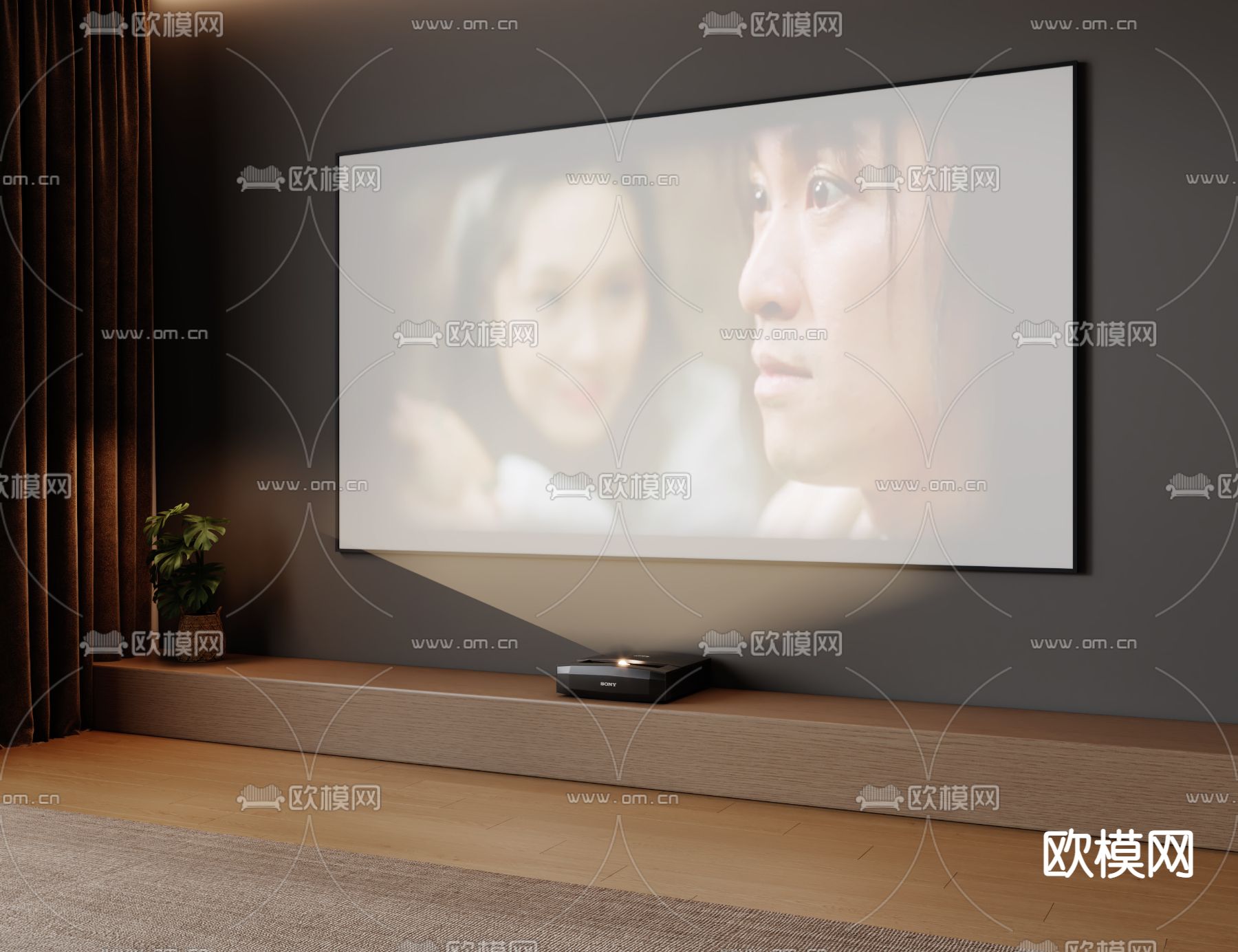 投影仪 幕布su模型下载（渲染图1）