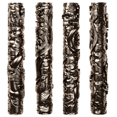  中式 雕花柱子 盘龙柱su模型 