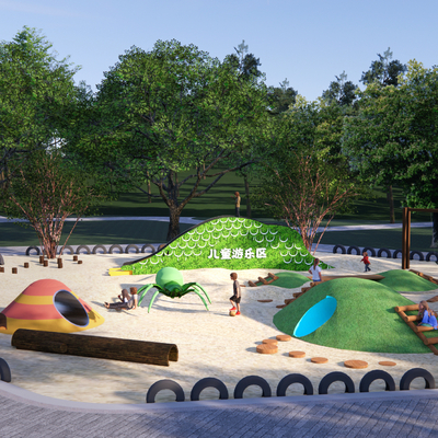  现代儿童游乐区su模型 