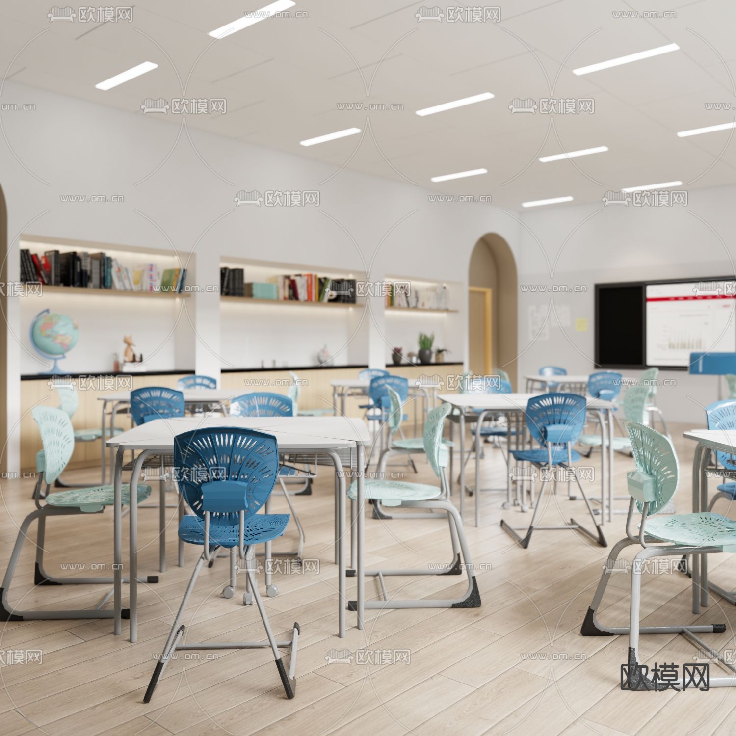 现代学校教室su模型