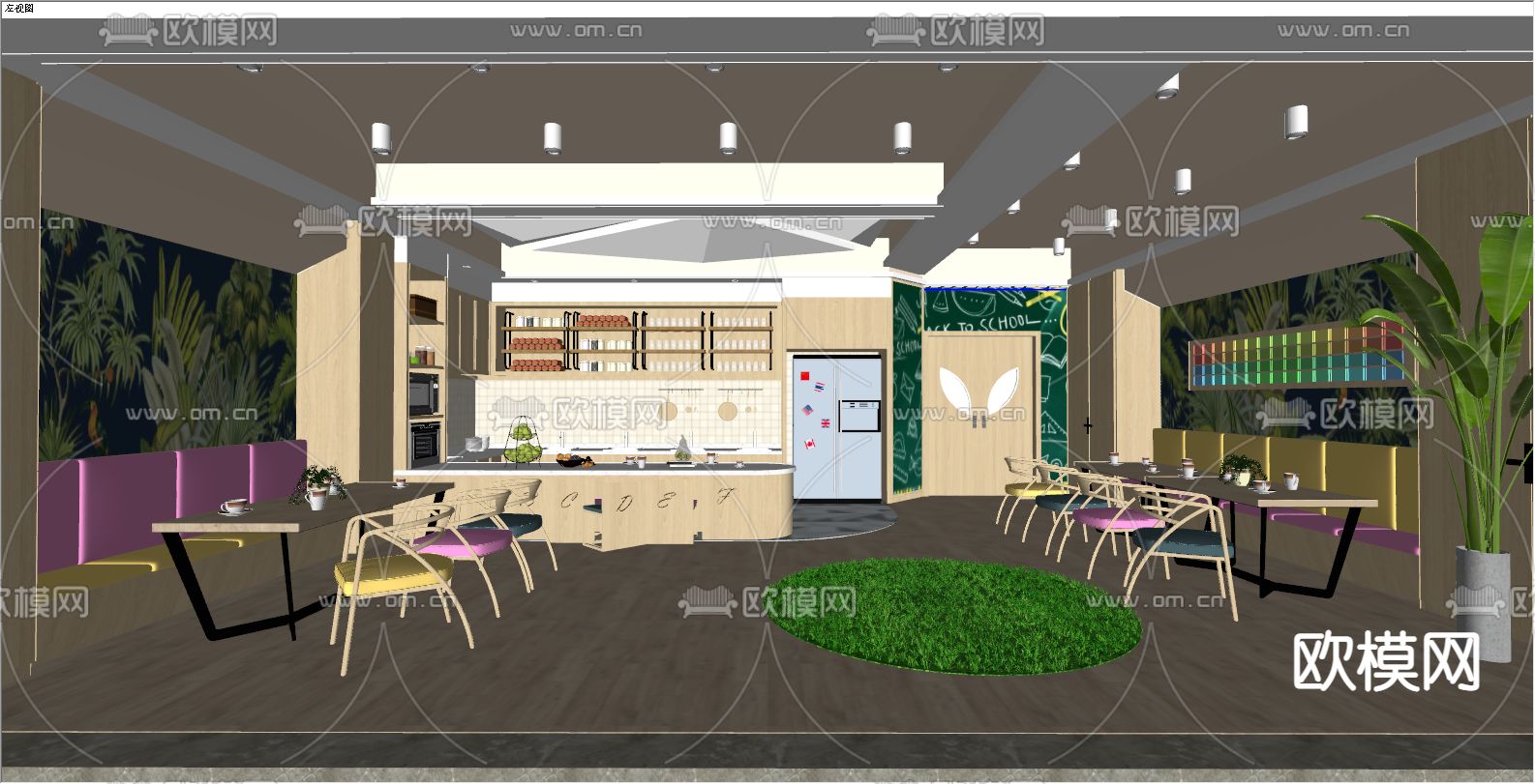 现代快餐厅su模型下载（渲染图2）