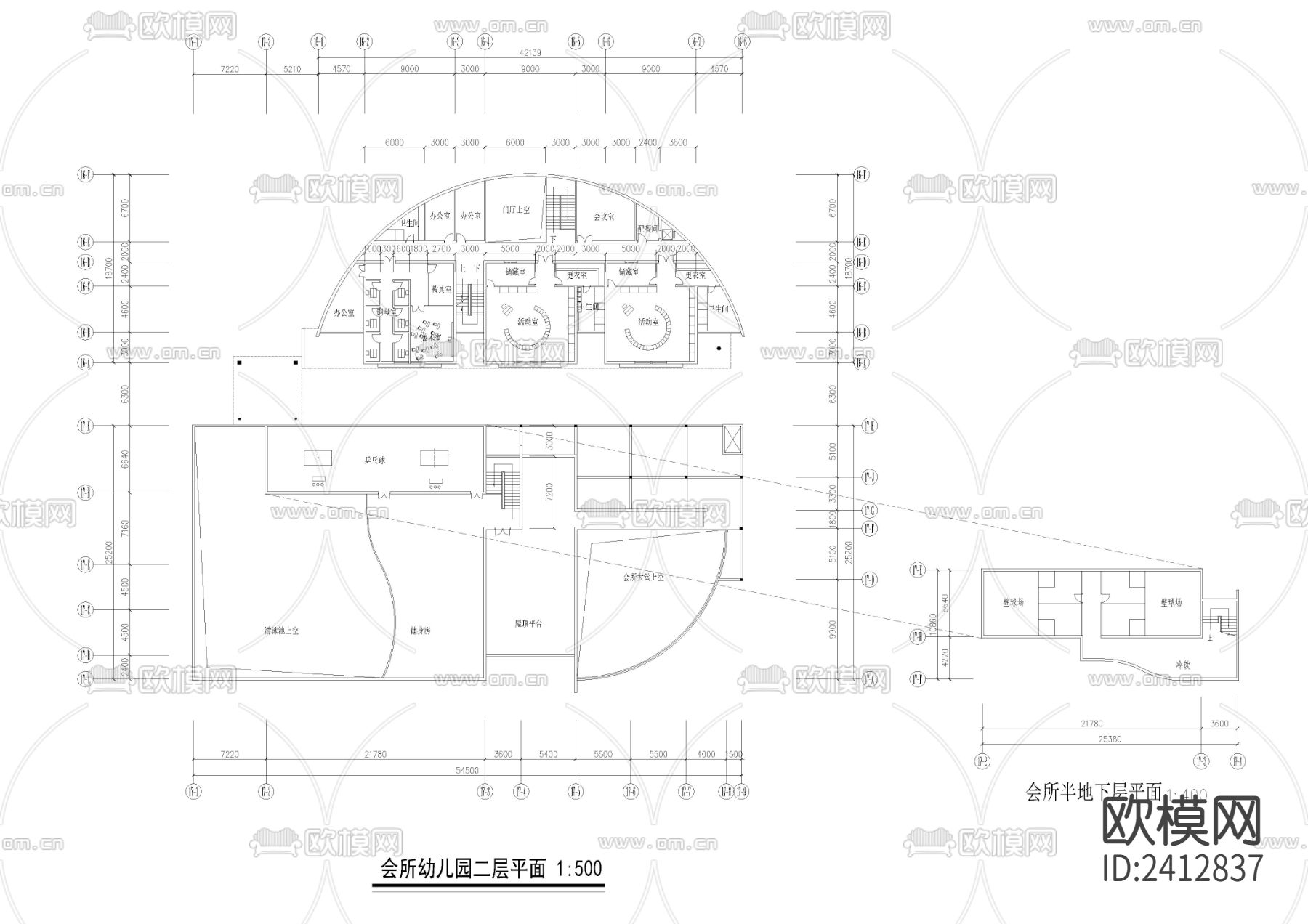 会所幼儿园建筑设计cad施工图下载（渲染图3）