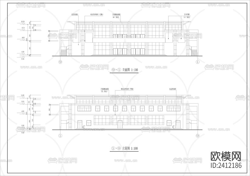 學院食堂多功能廳建筑設計cad施工圖下載(渲染圖3)
