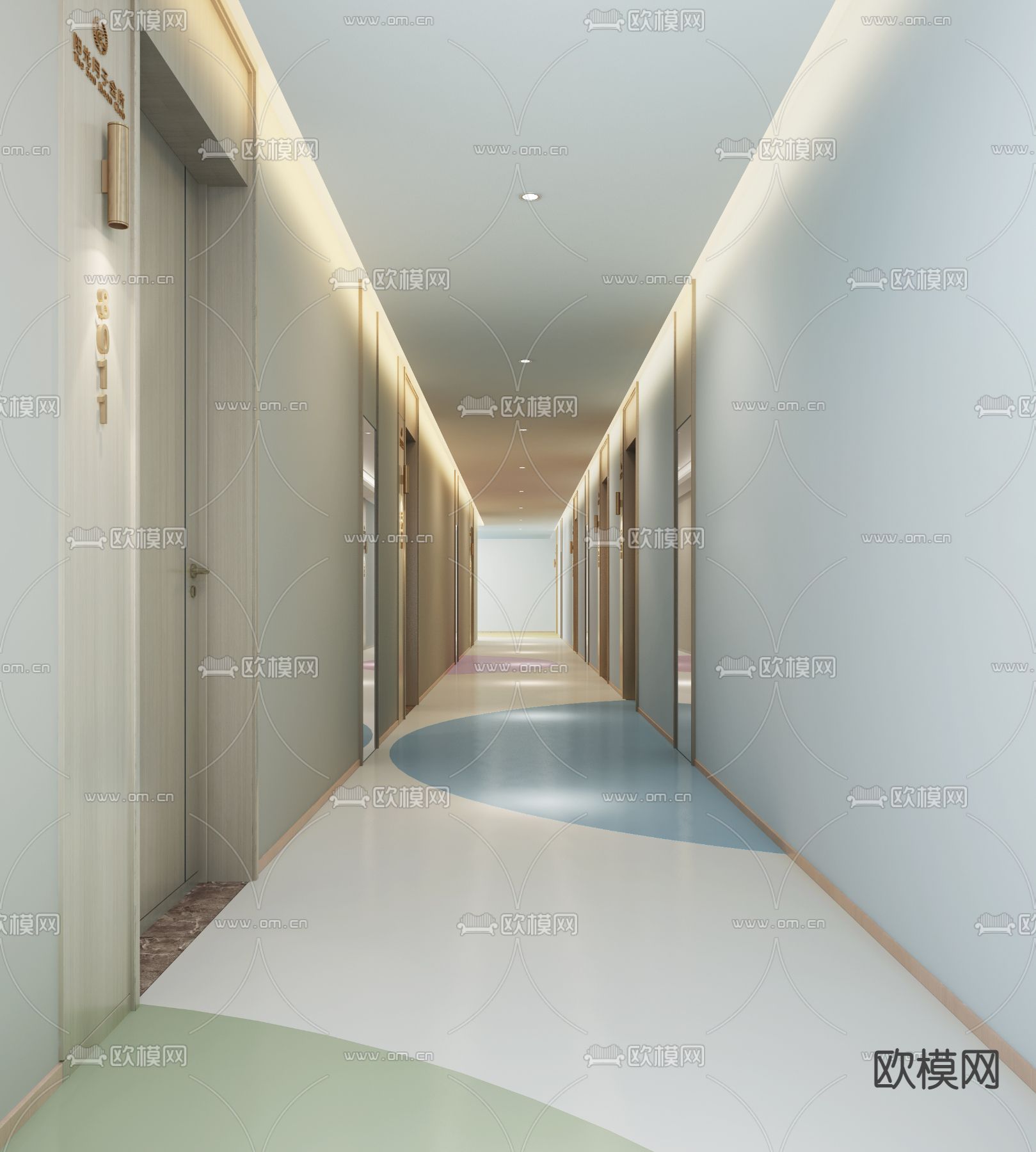 现代酒店走廊免费3d模型下载