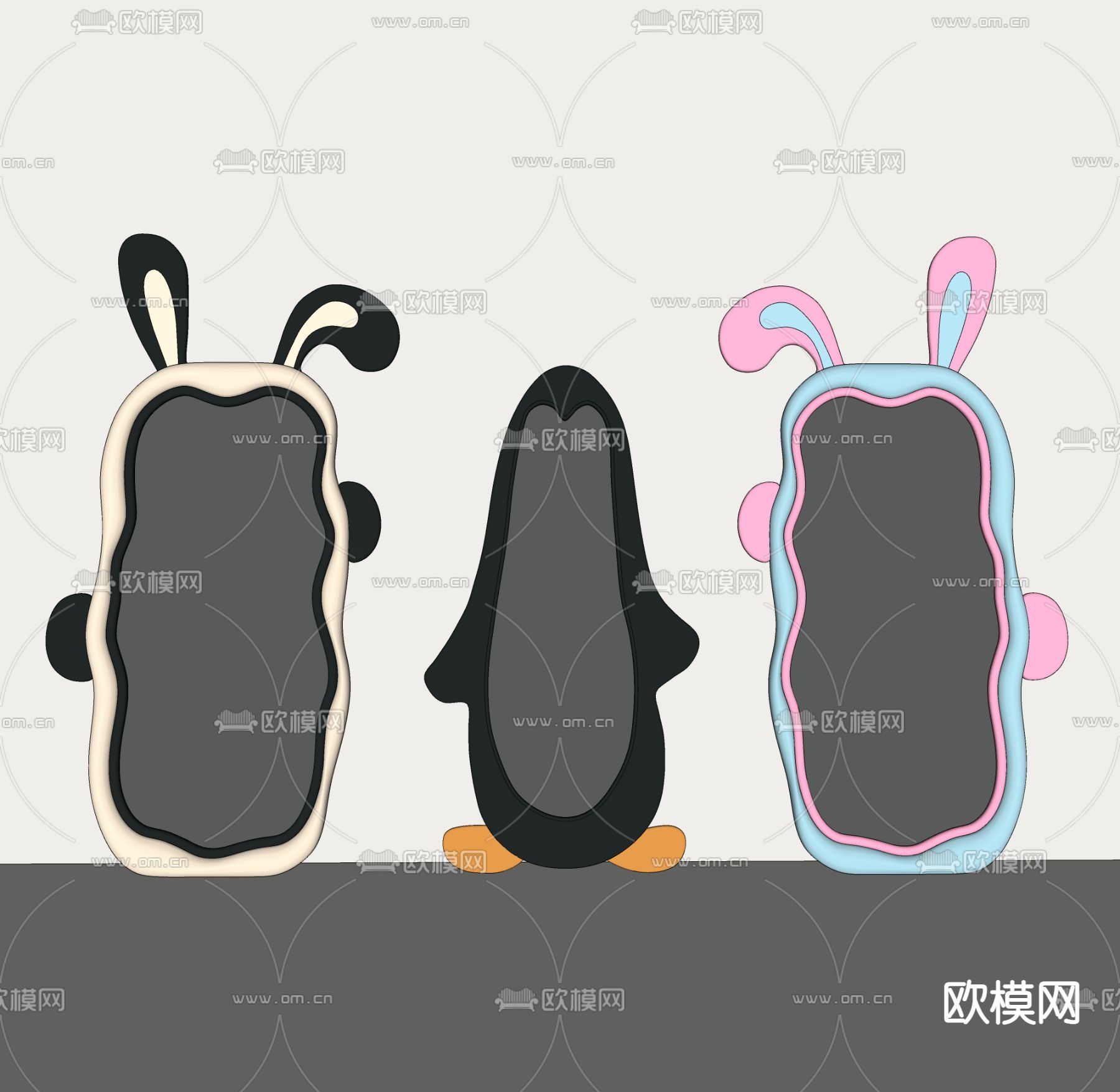 现代全身镜 落地镜su模型下载（渲染图2）