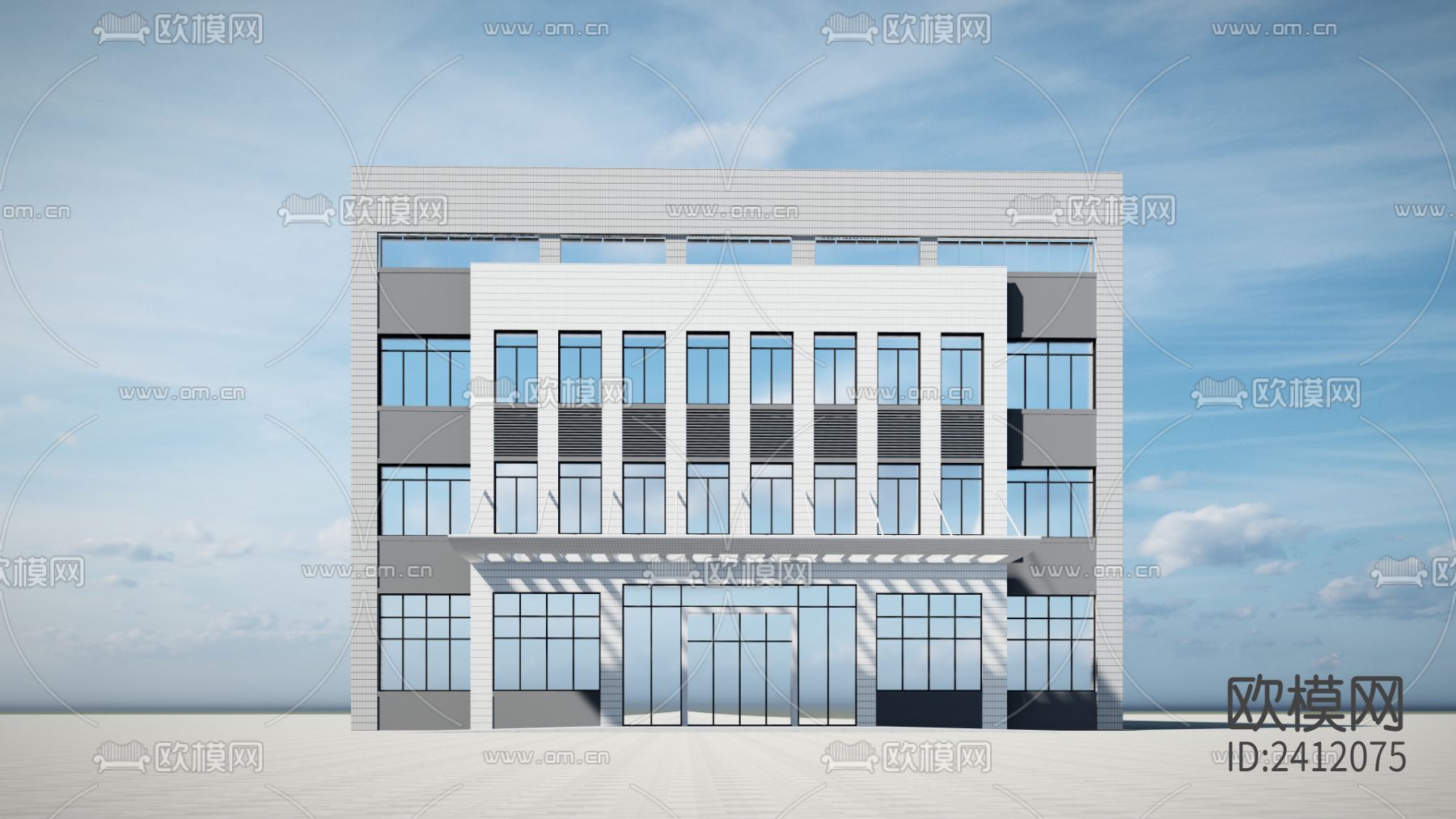 现代工厂设计cad施工图下载（渲染图3）