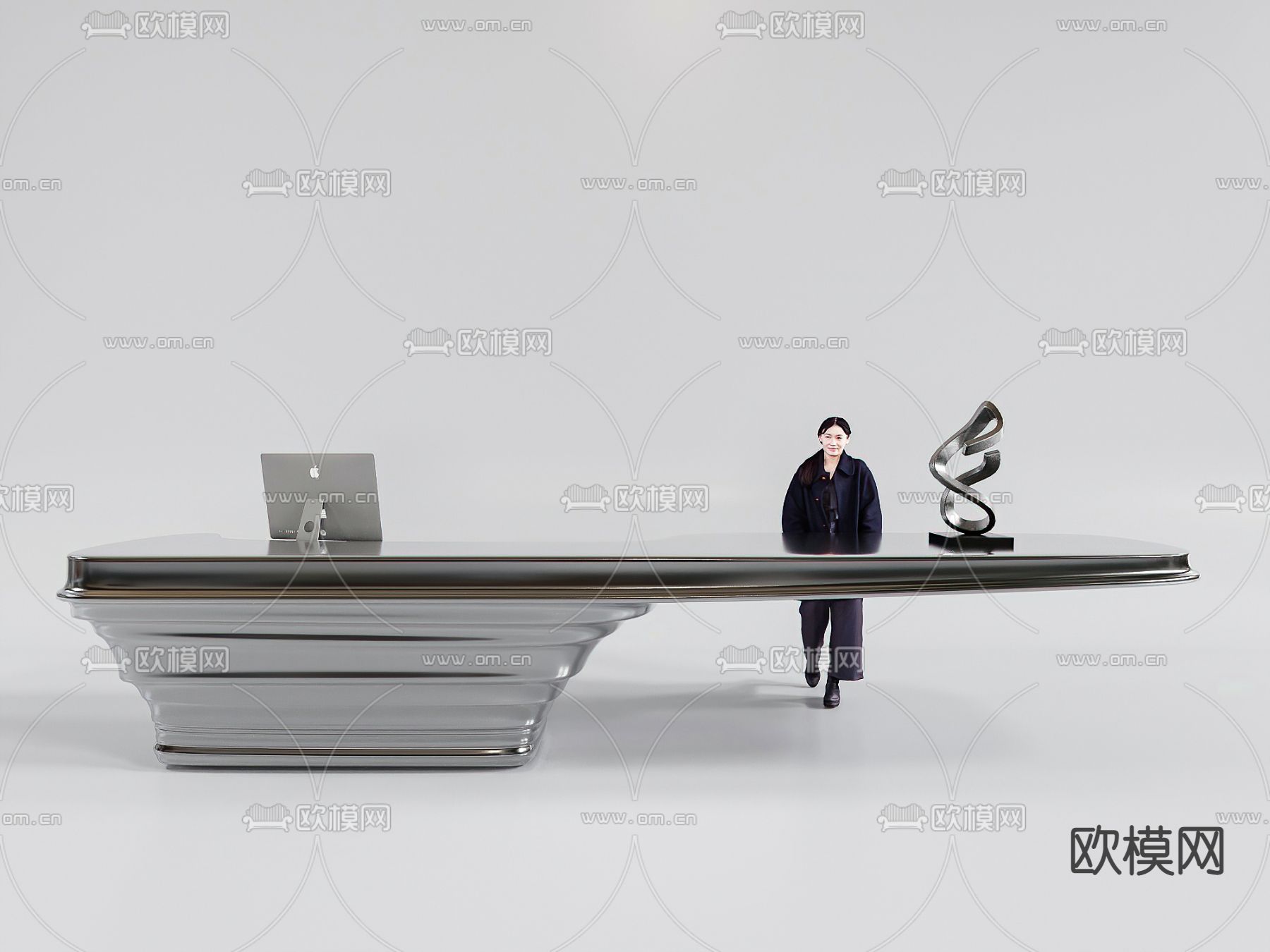 现代公司前台 接待台免费3d模型下载