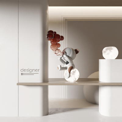  小熊雕塑 潮玩摆件su模型 