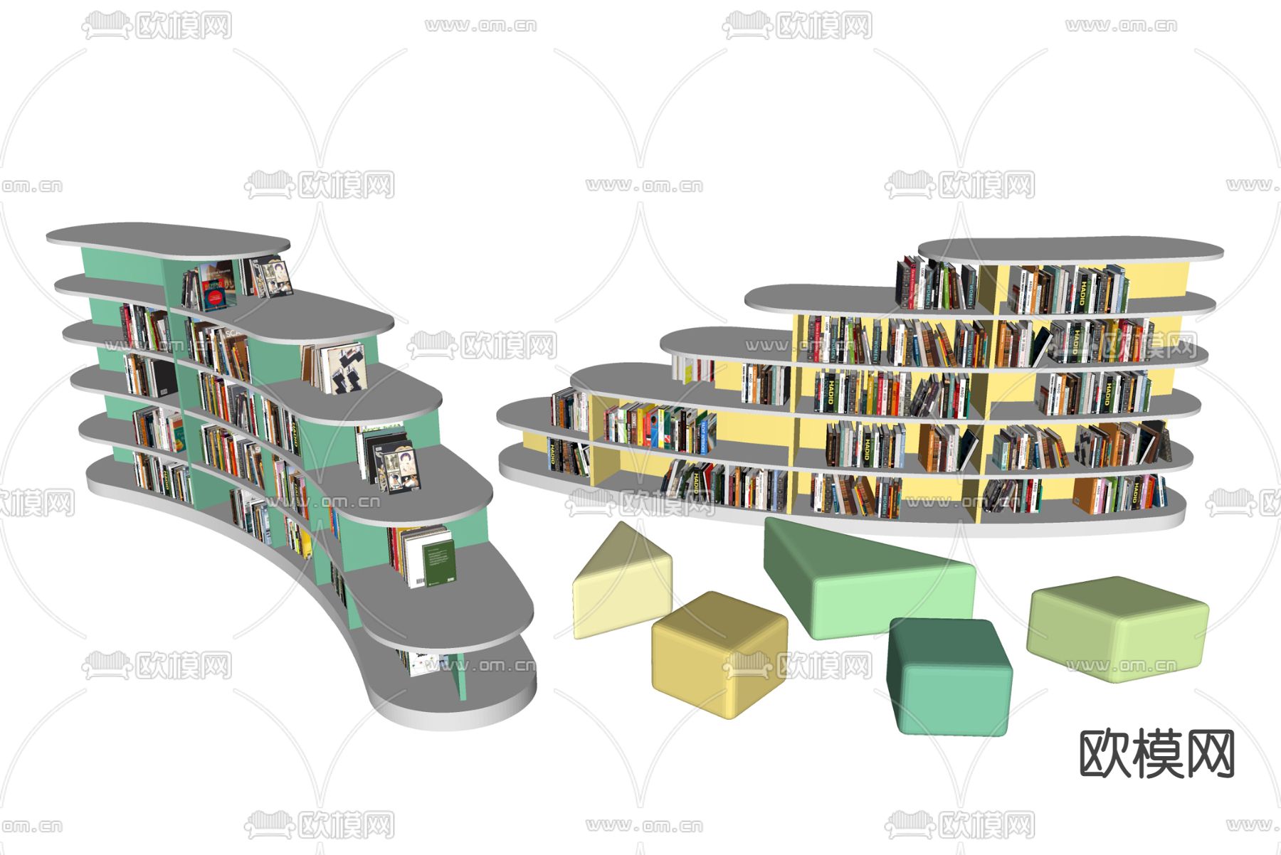 北欧书架 书柜su模型下载（渲染图2）