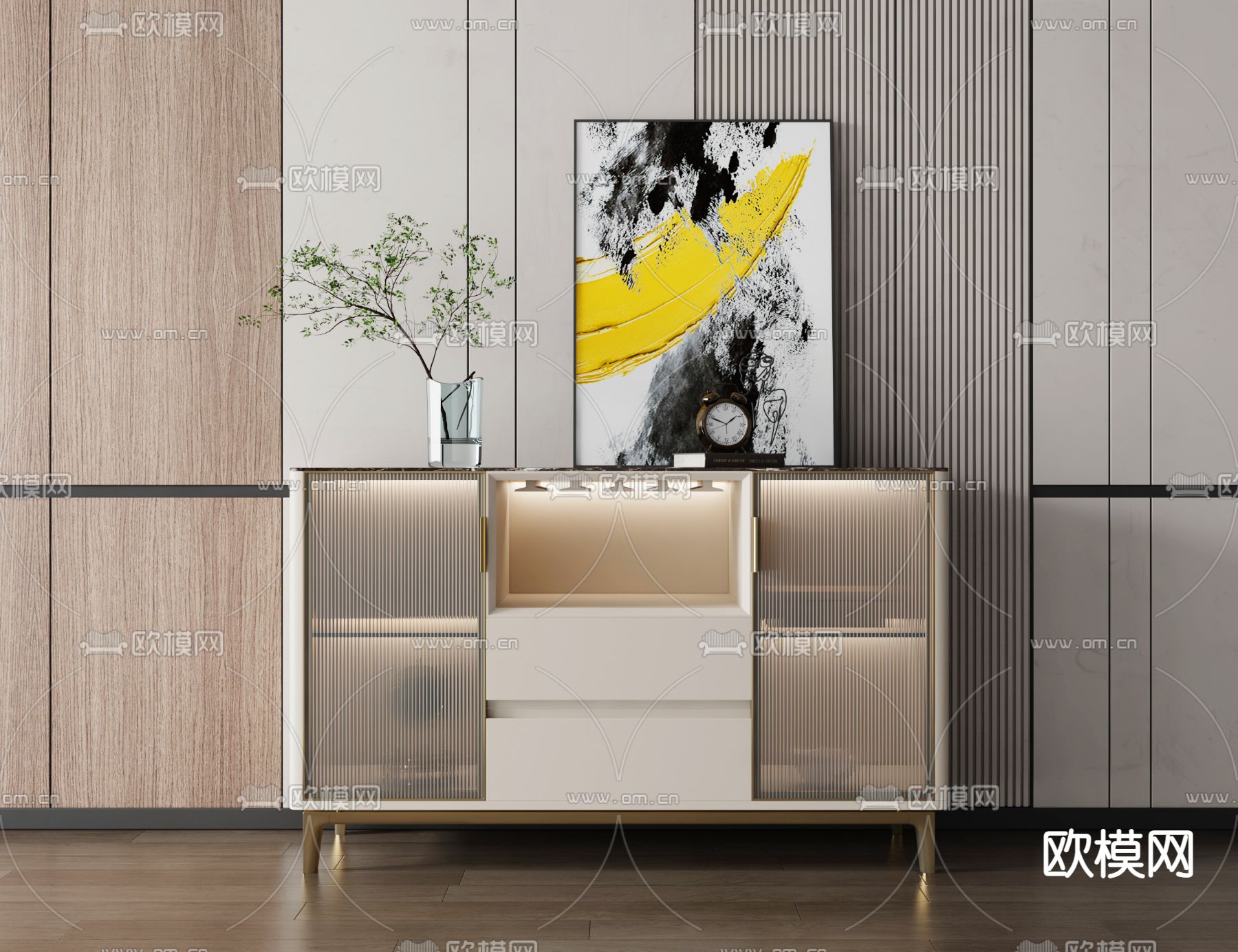 现代餐边柜3d模型下载