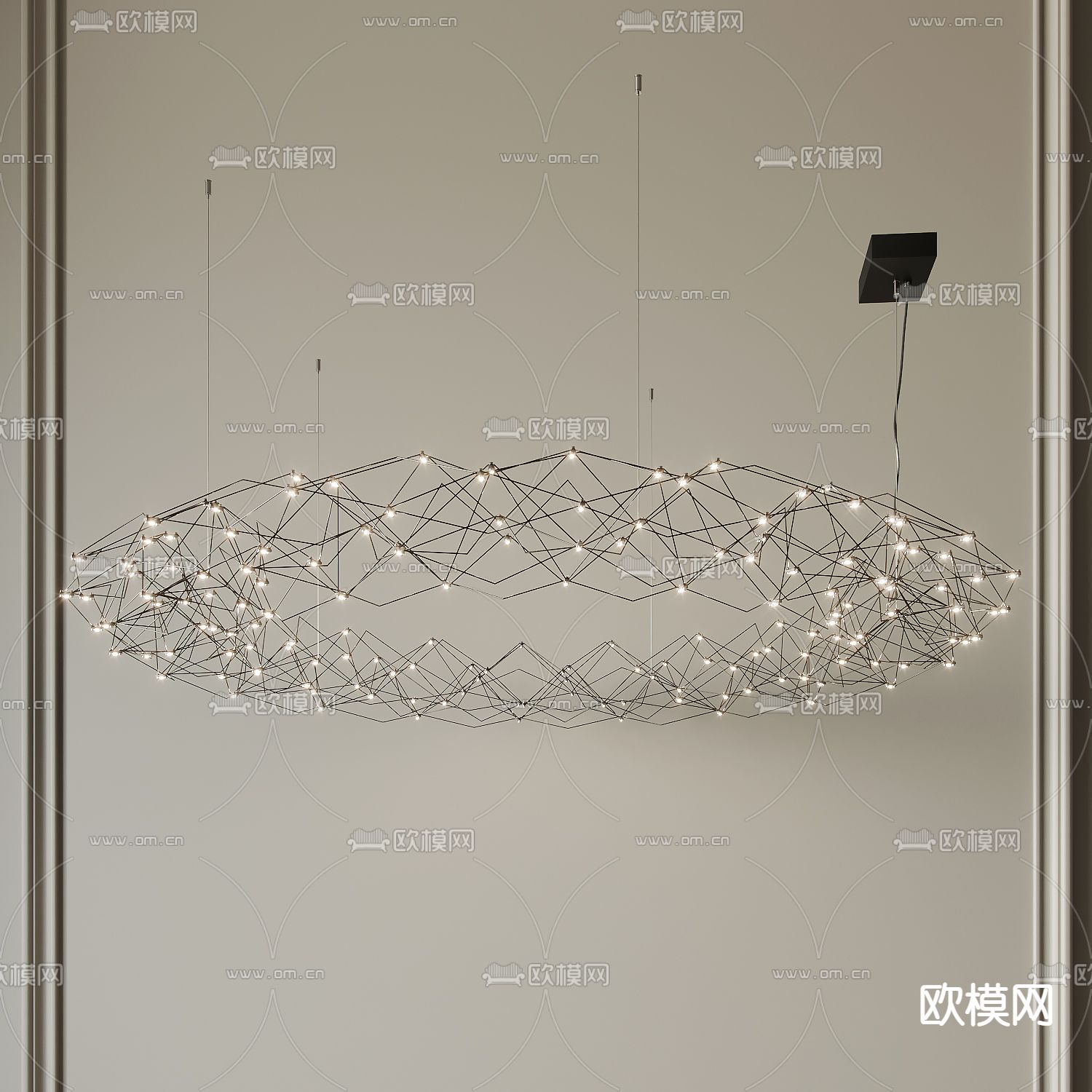 星点吊灯 环形吊灯su模型下载（渲染图1）