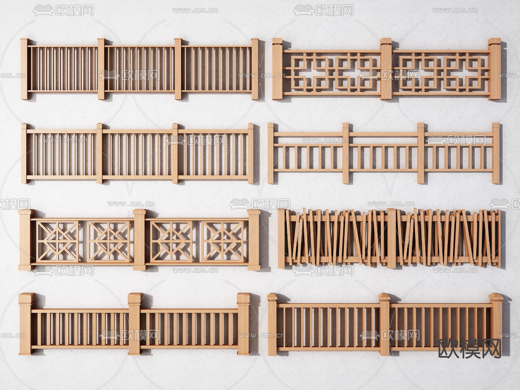 新中式护栏 栏杆 栅栏3d模型下载_ID12239202_3dmax免费模型-欧模网