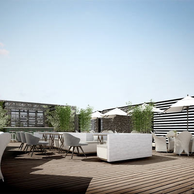  顶楼露天餐厅su模型 