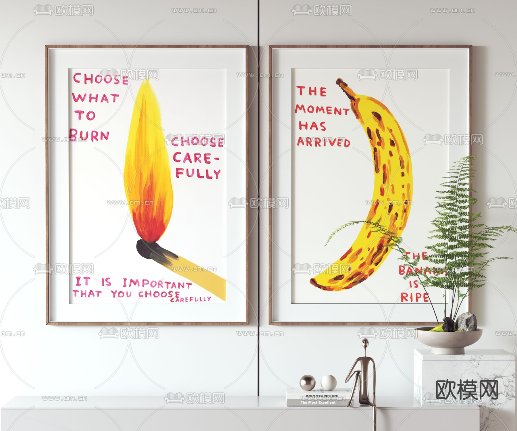 北欧抽象画 装饰画3d模型下载