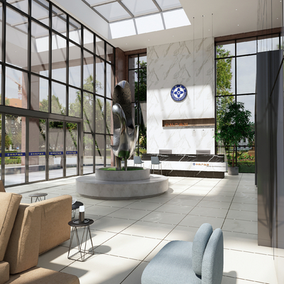  现代写字楼大堂su模型 