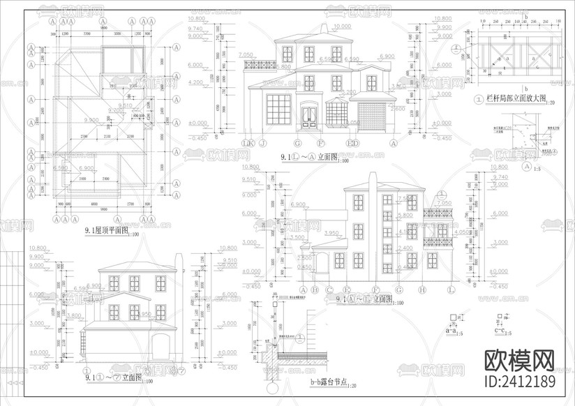 法式別墅建筑設(shè)計(jì)cad施工圖下載(渲染圖2)