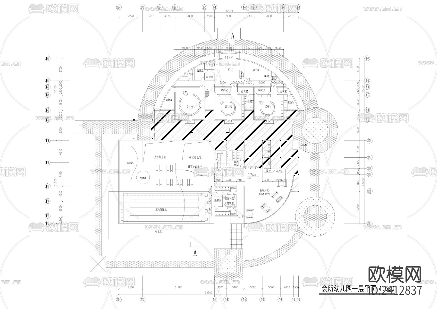会所幼儿园建筑设计cad施工图下载（渲染图2）