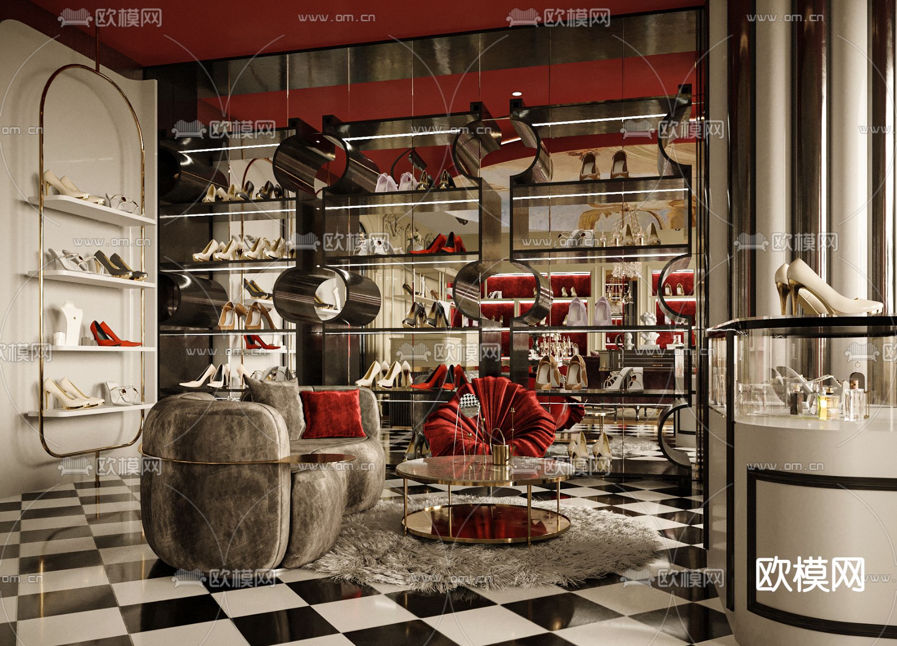 欧式高跟鞋店3d模型下载（渲染图2）