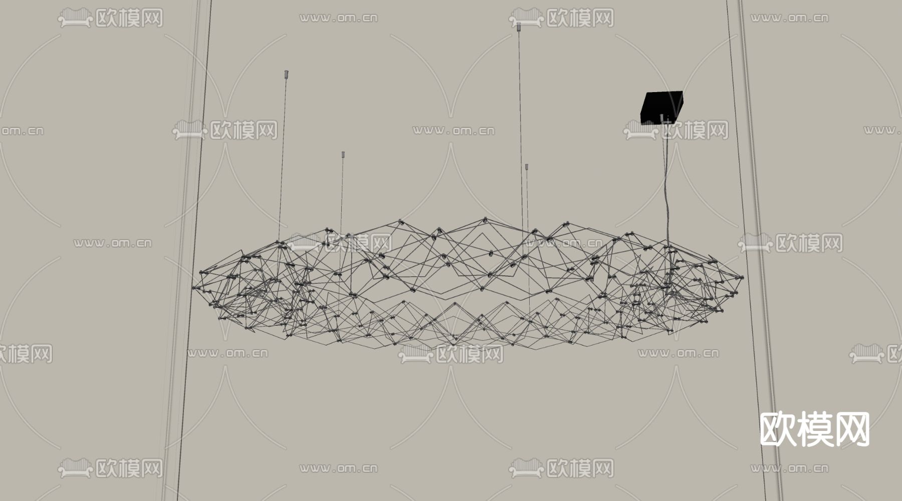 星点吊灯 环形吊灯su模型下载（渲染图2）