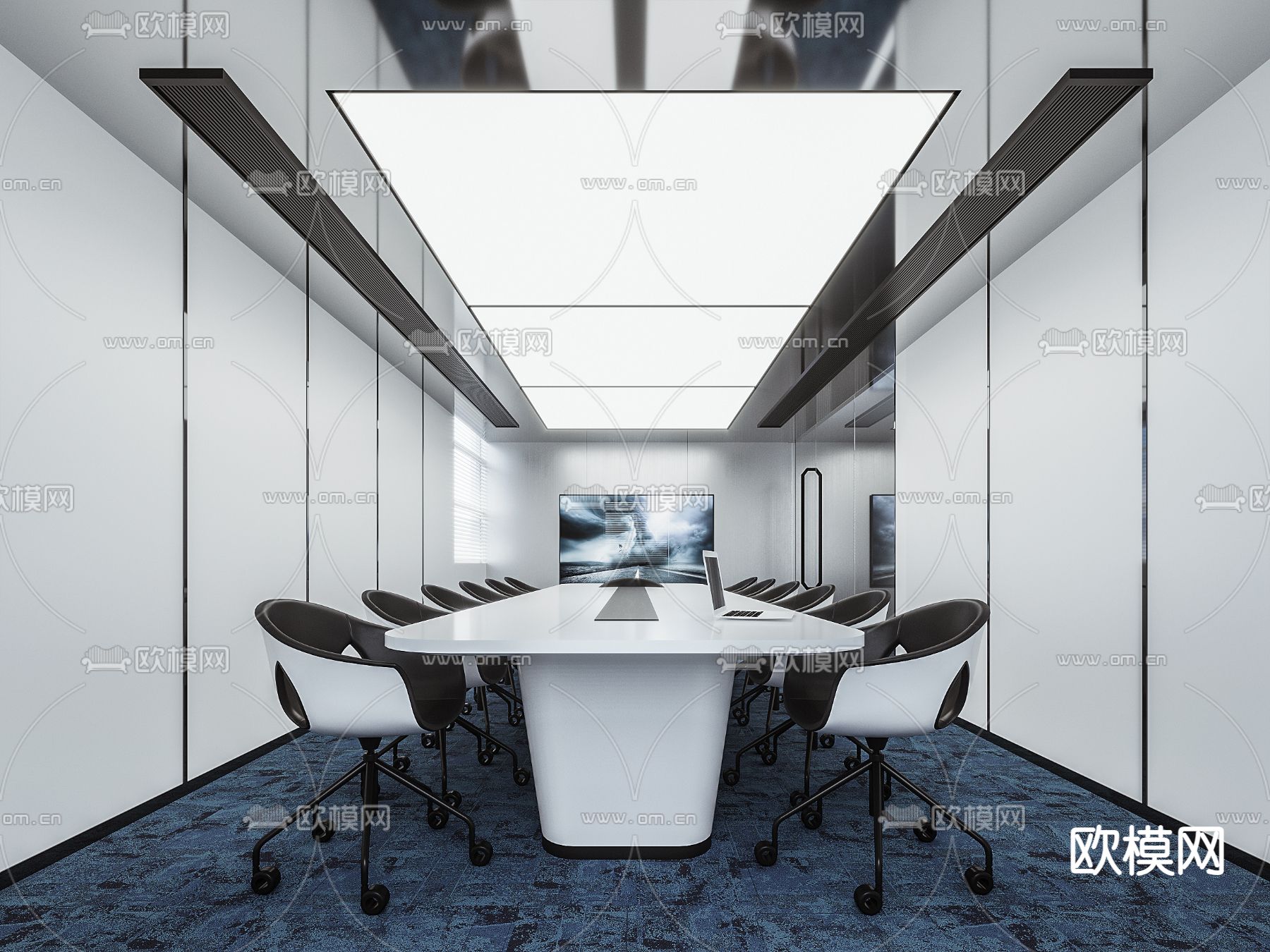 高级灰会议室3d模型下载