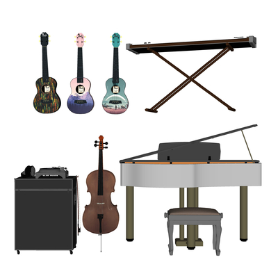  吉他 钢琴 大提琴 电子琴su模型 