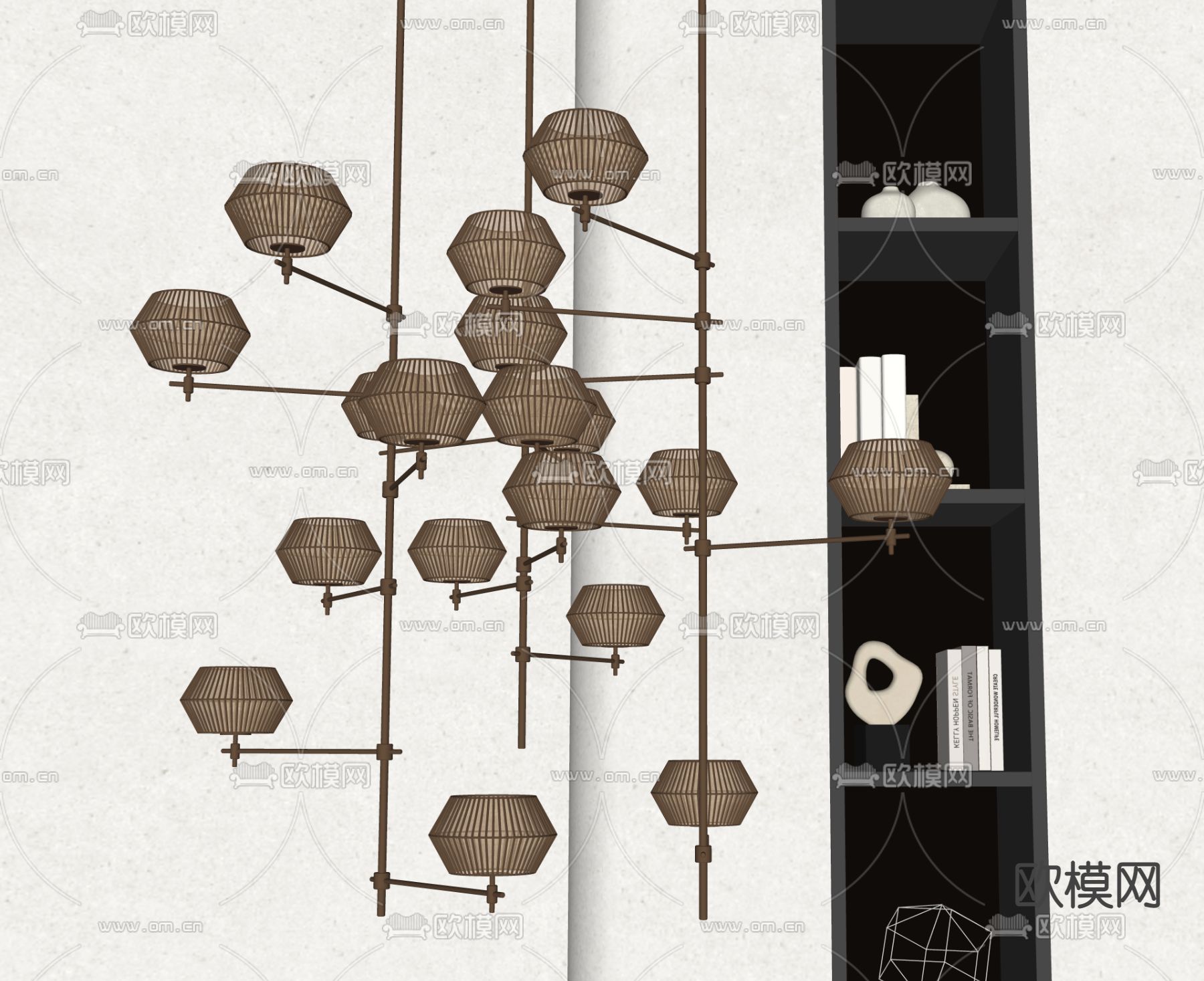 金属吊灯su模型下载（渲染图2）