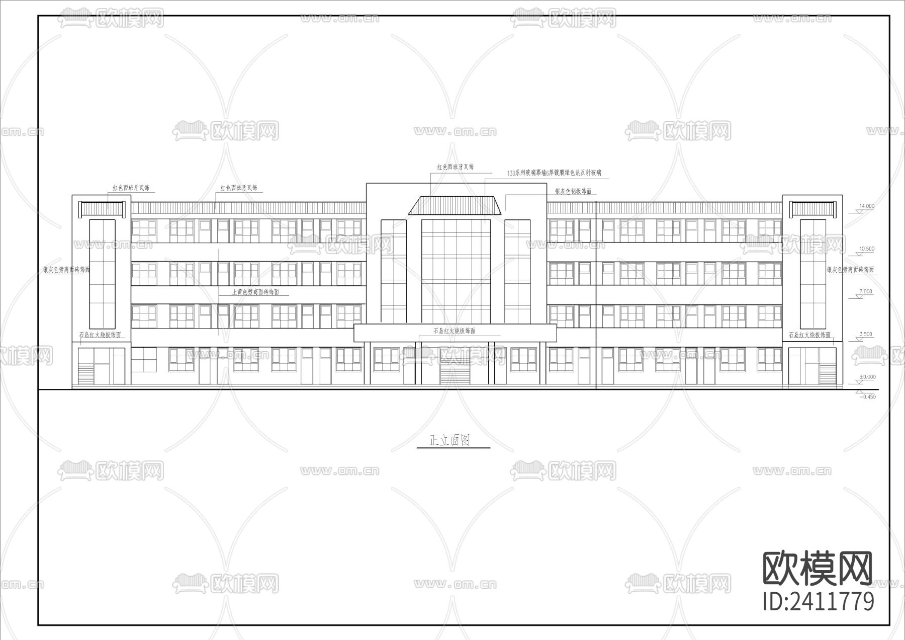小学教学楼全套cad施工图下载（渲染图5）