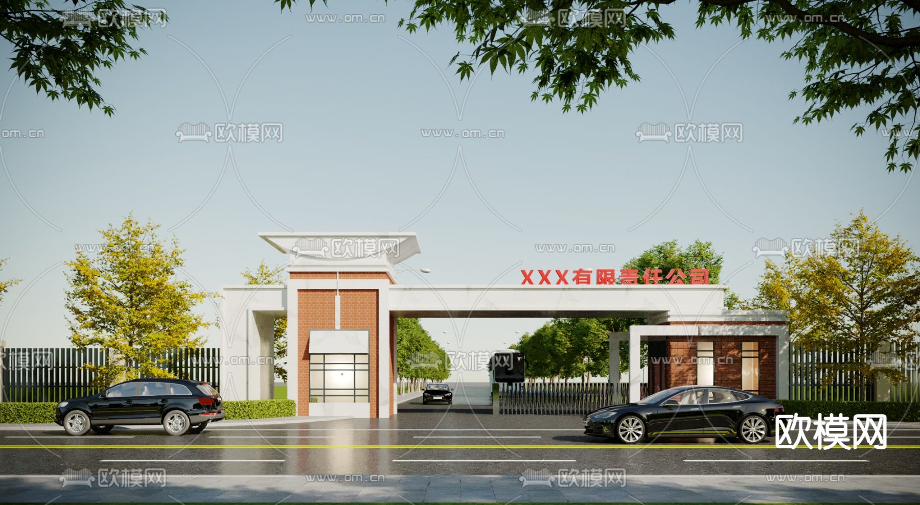 厂区 公司 门头 门面3d模型下载