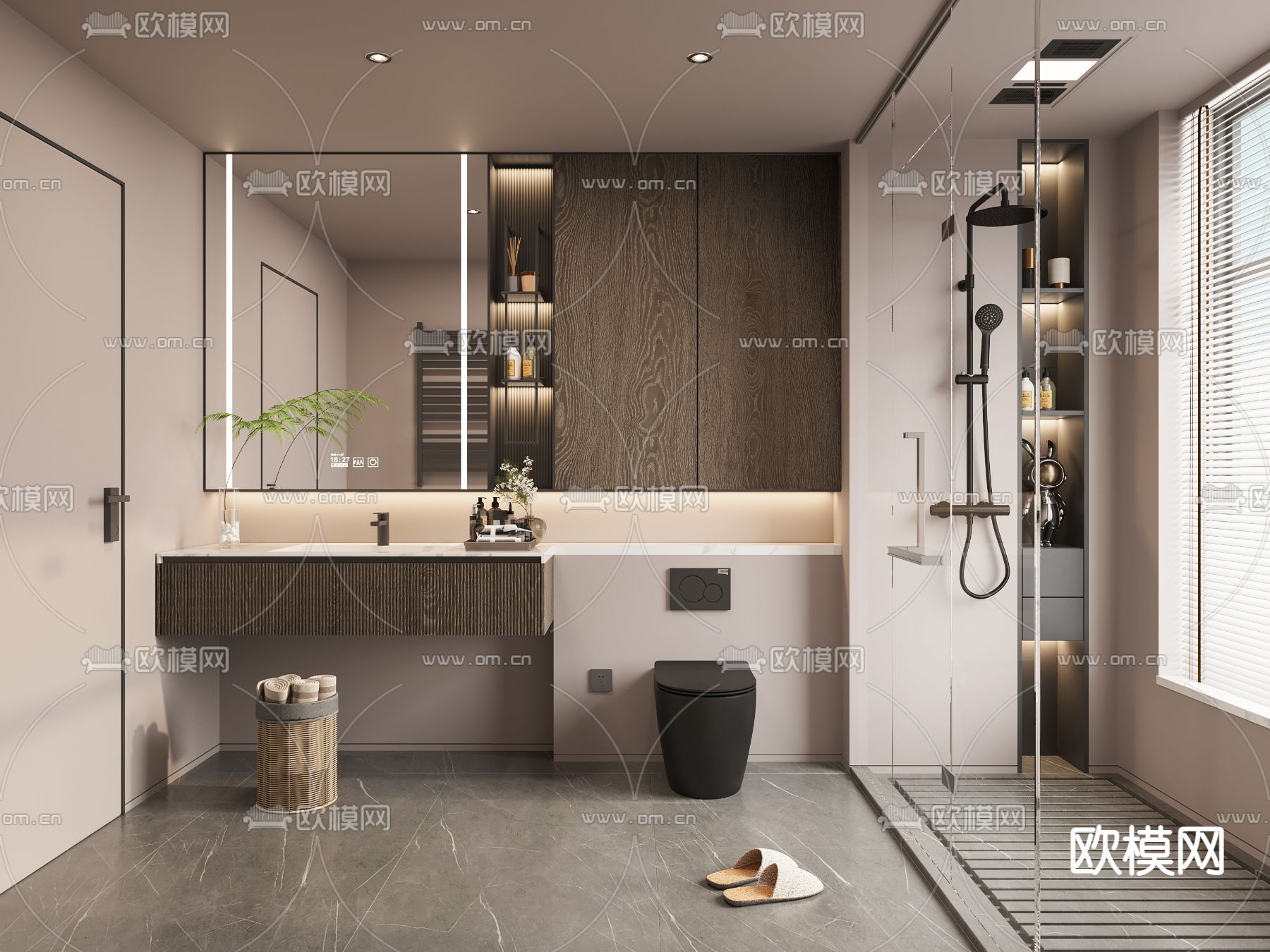 现代卫生间 洗手间3d模型