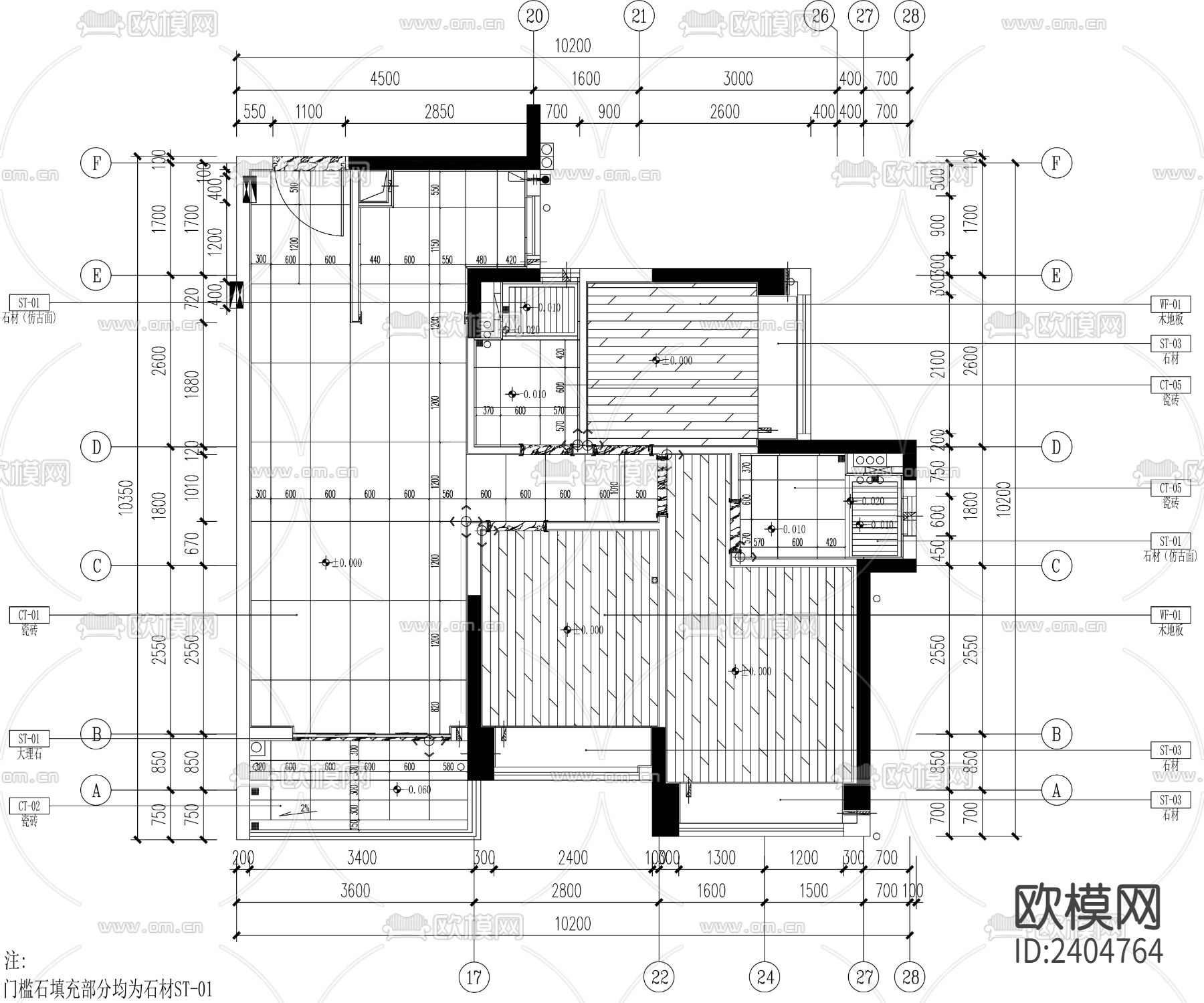 明溪花园A户型室内CAD施工图下载（渲染图5）