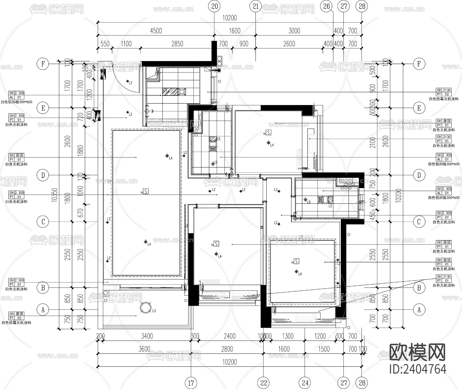 明溪花园A户型室内CAD施工图下载（渲染图2）