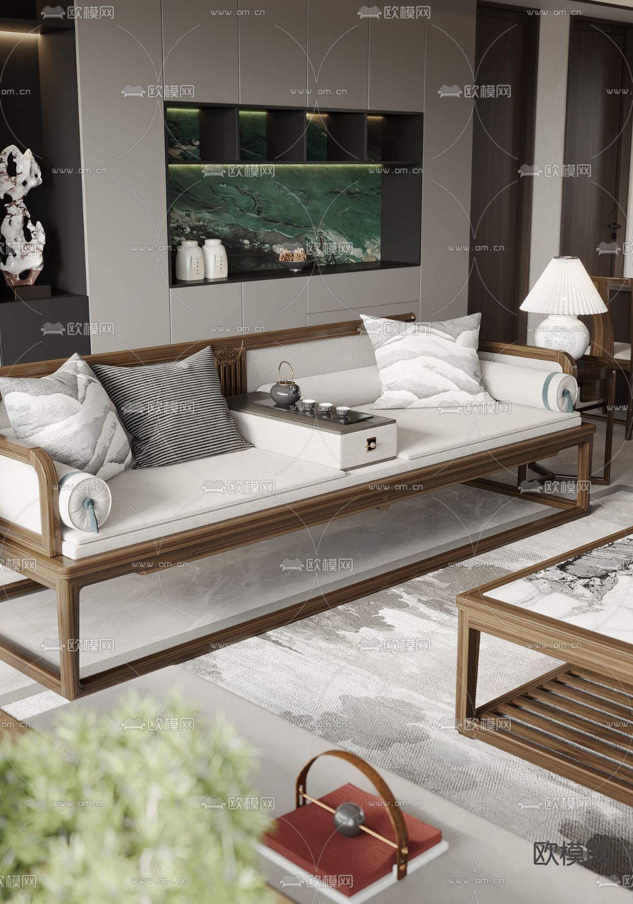 新中式客厅 餐厅3d模型下载（渲染图7）