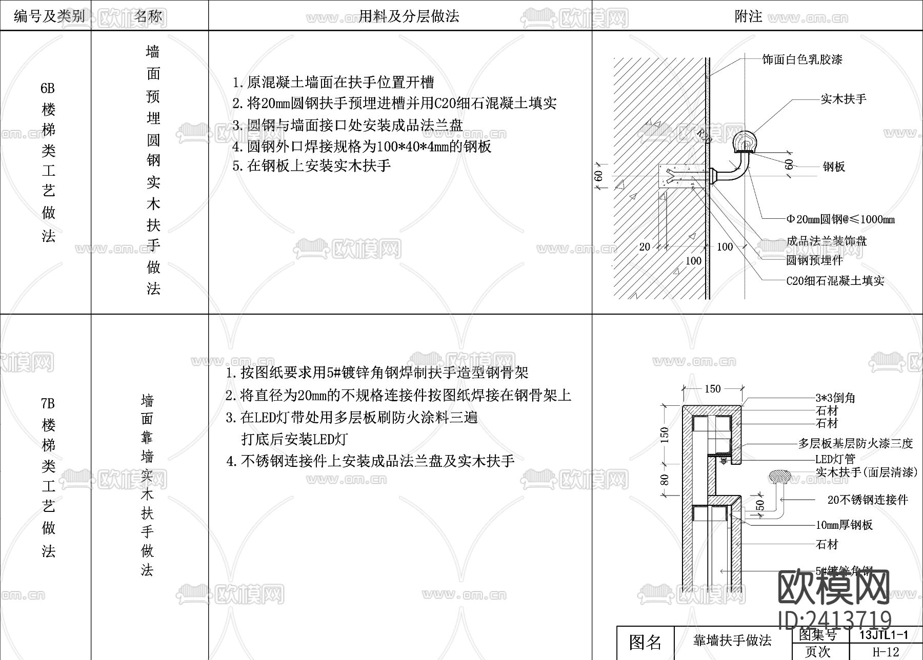 靠墙扶手cad大样图下载