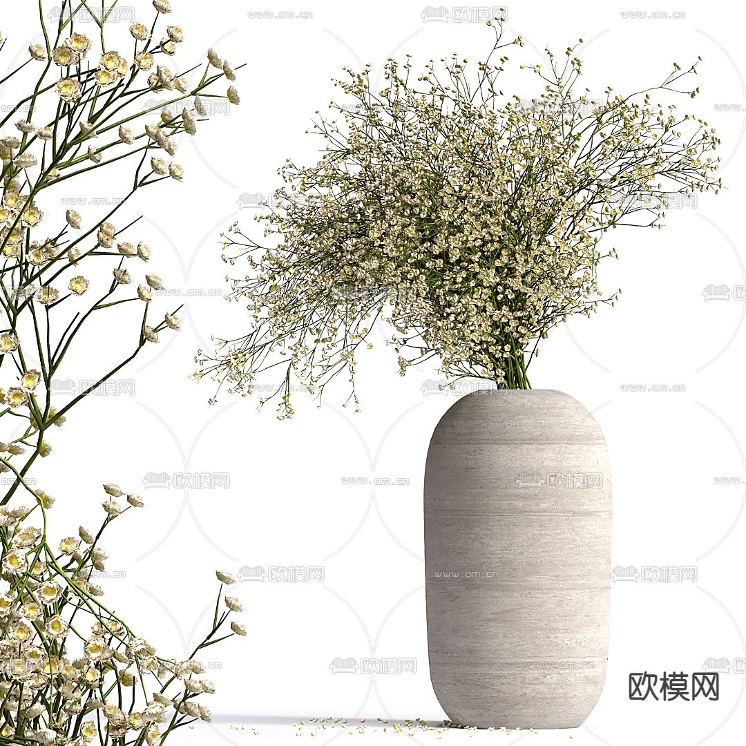 干花插花 花瓶花艺3d模型下载