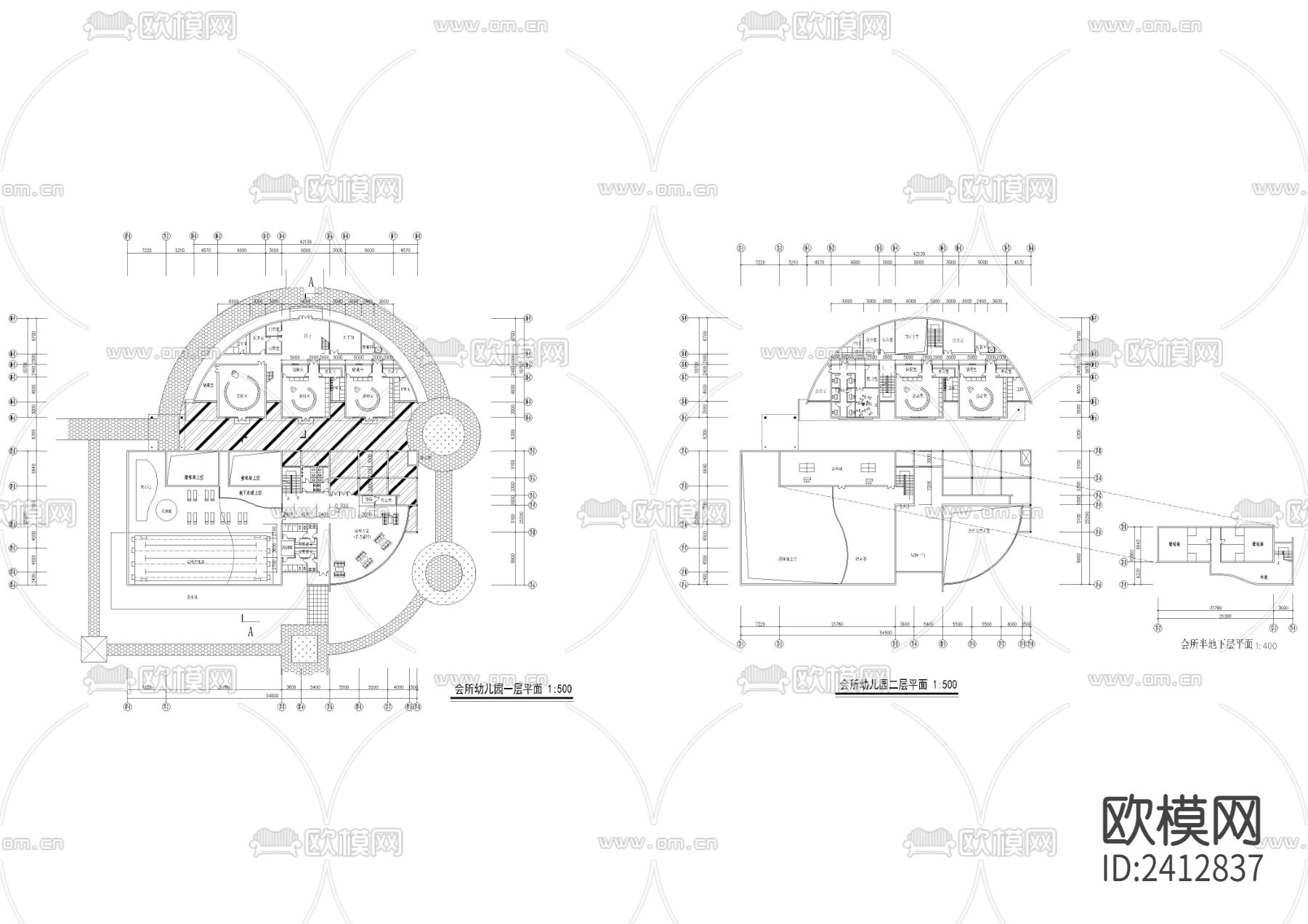 会所幼儿园建筑设计cad施工图下载（渲染图1）