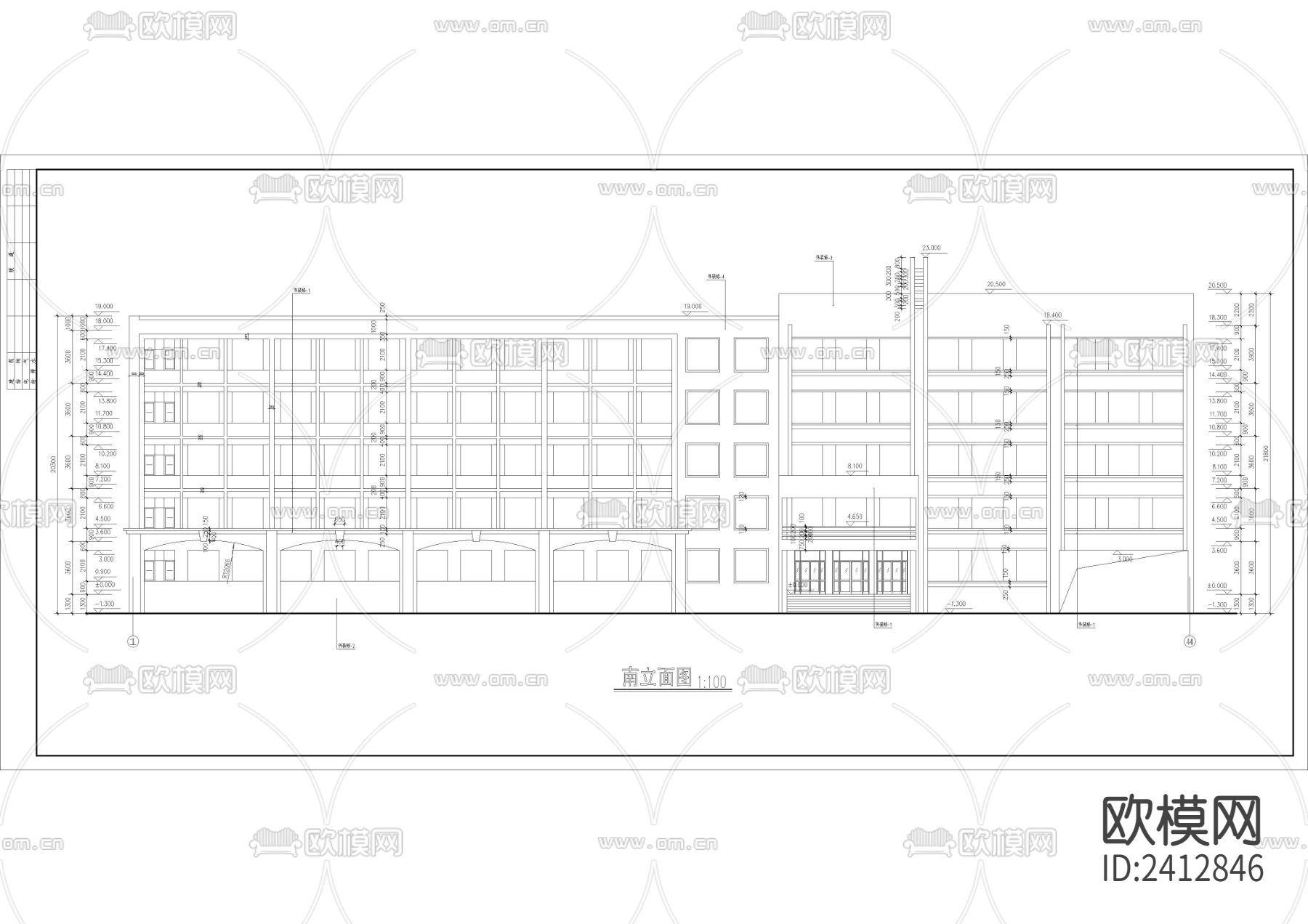 中学教学楼cad平面图下载（渲染图1）