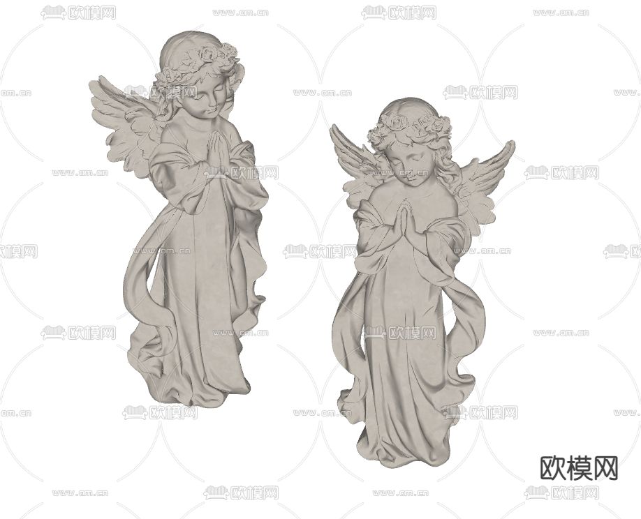 欧式天使雕塑su模型下载（渲染图2）