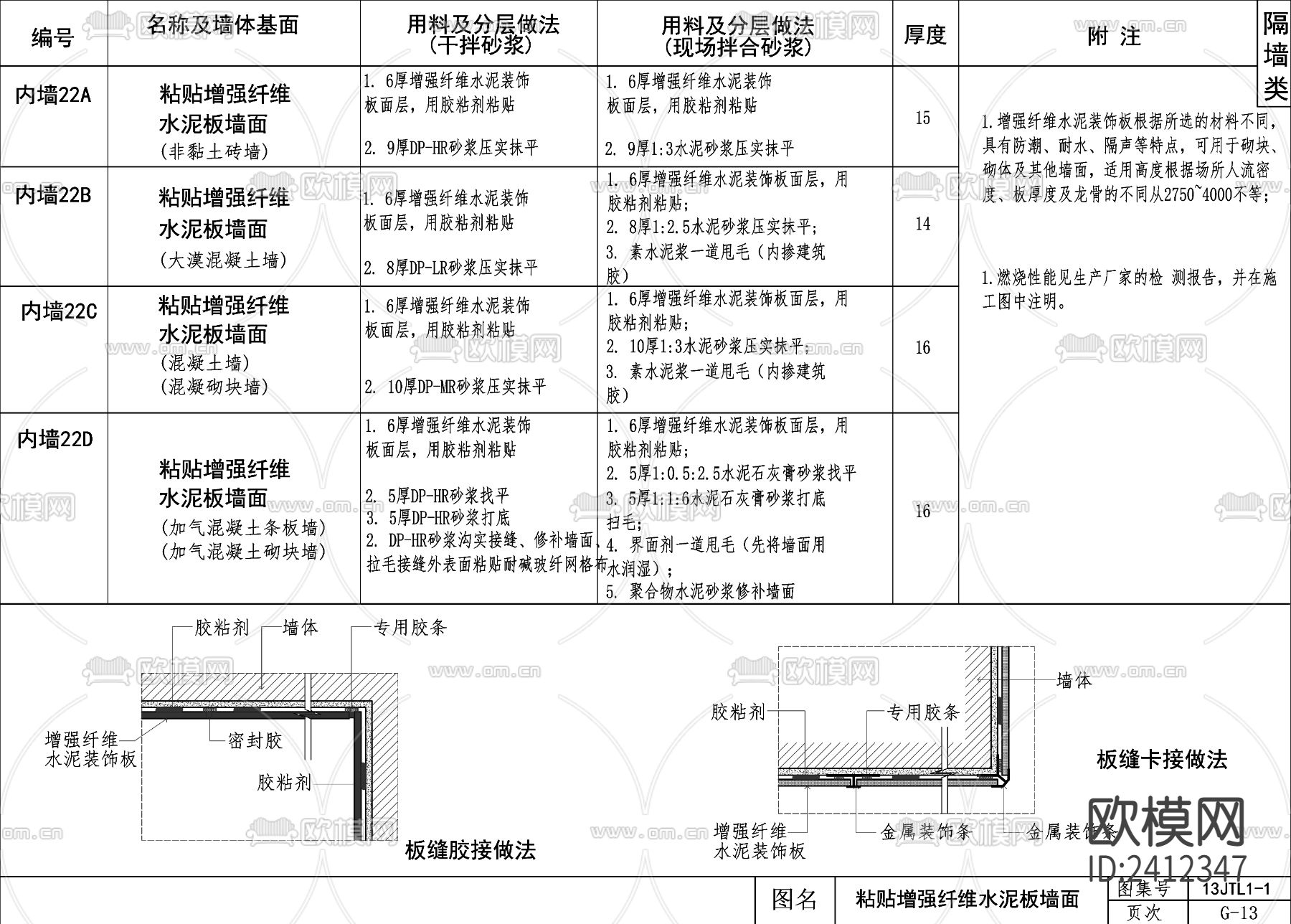 室内隔墙剖面节点设计cad施工图下载（渲染图4）