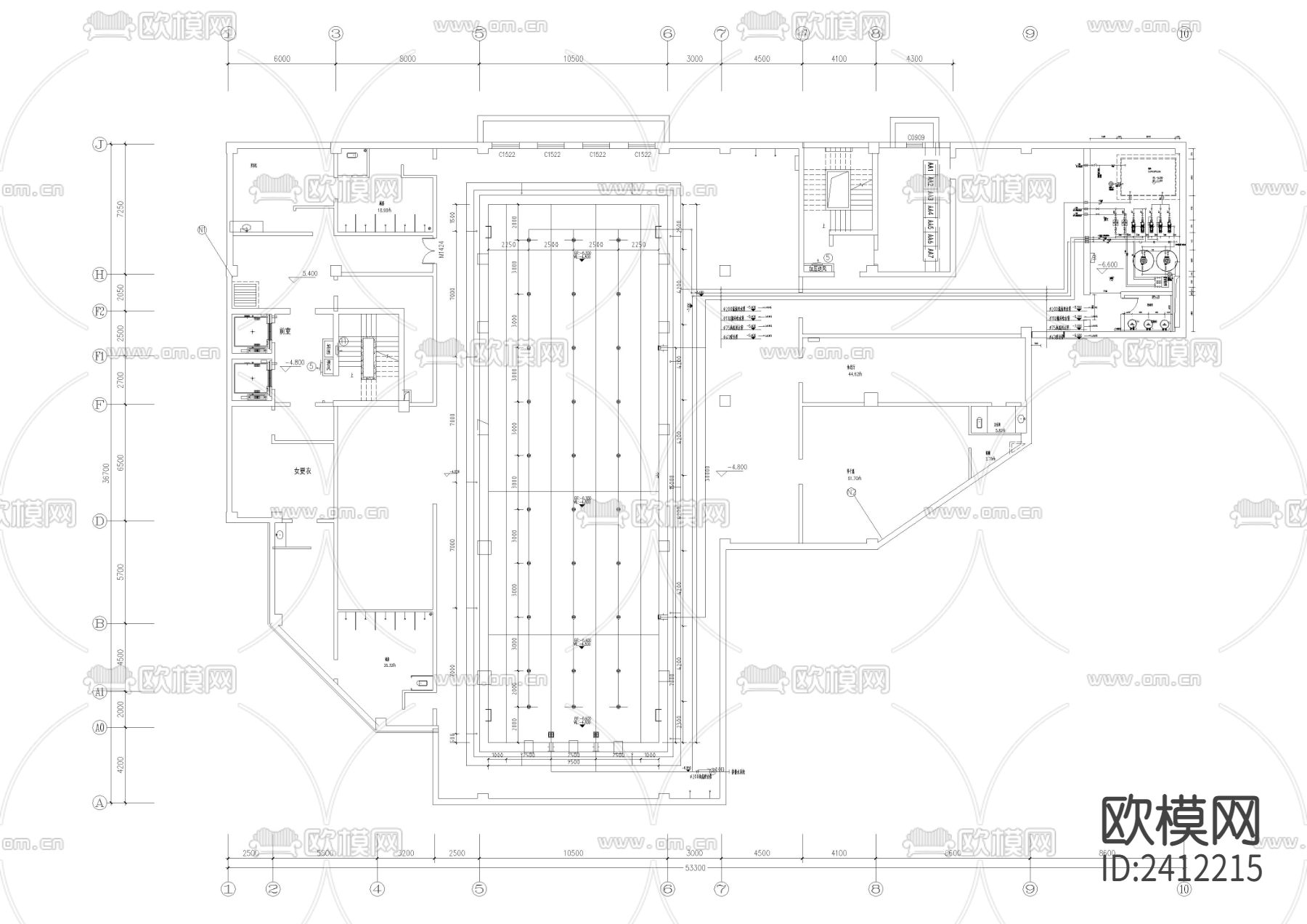 游泳池水处理设备及管道cad节点大样图下载（渲染图2）