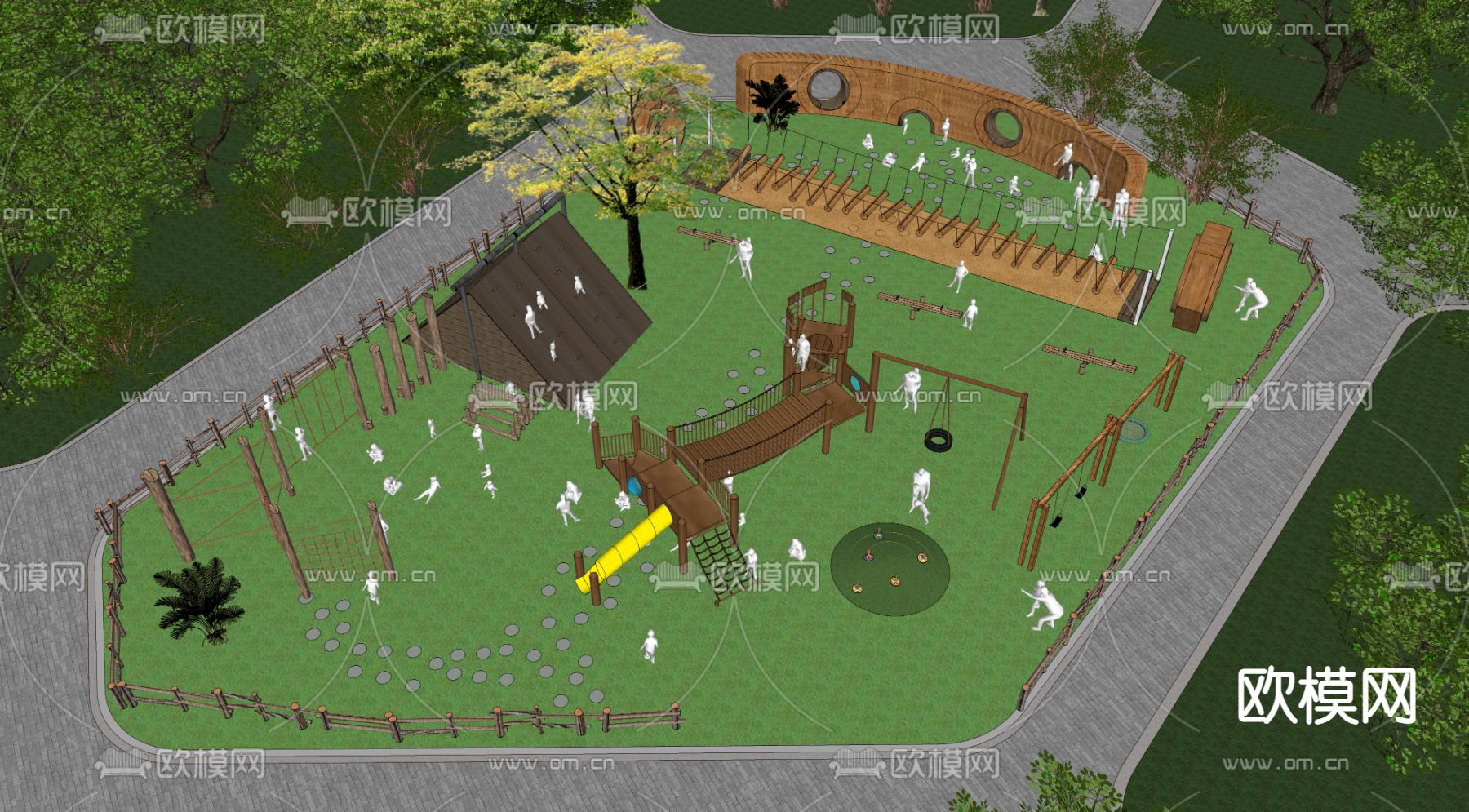 自然风儿童游乐区su模型下载（渲染图3）