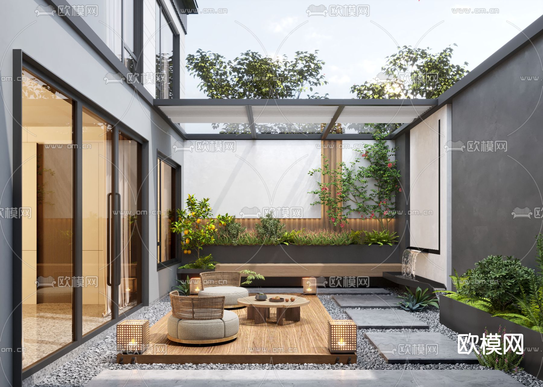 别墅庭院 阳台花园3d模型下载