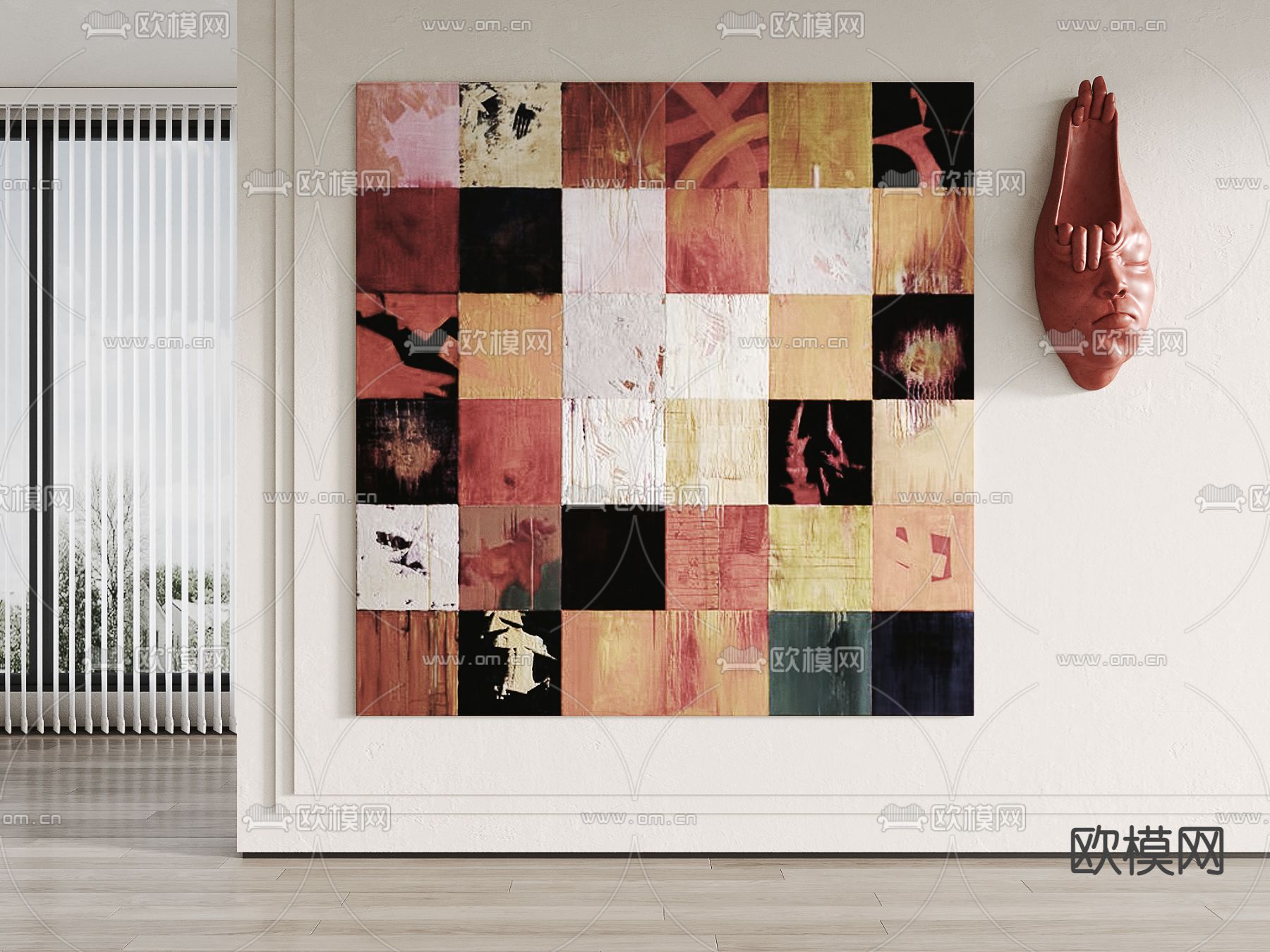 现代抽象挂画 装饰画su模型