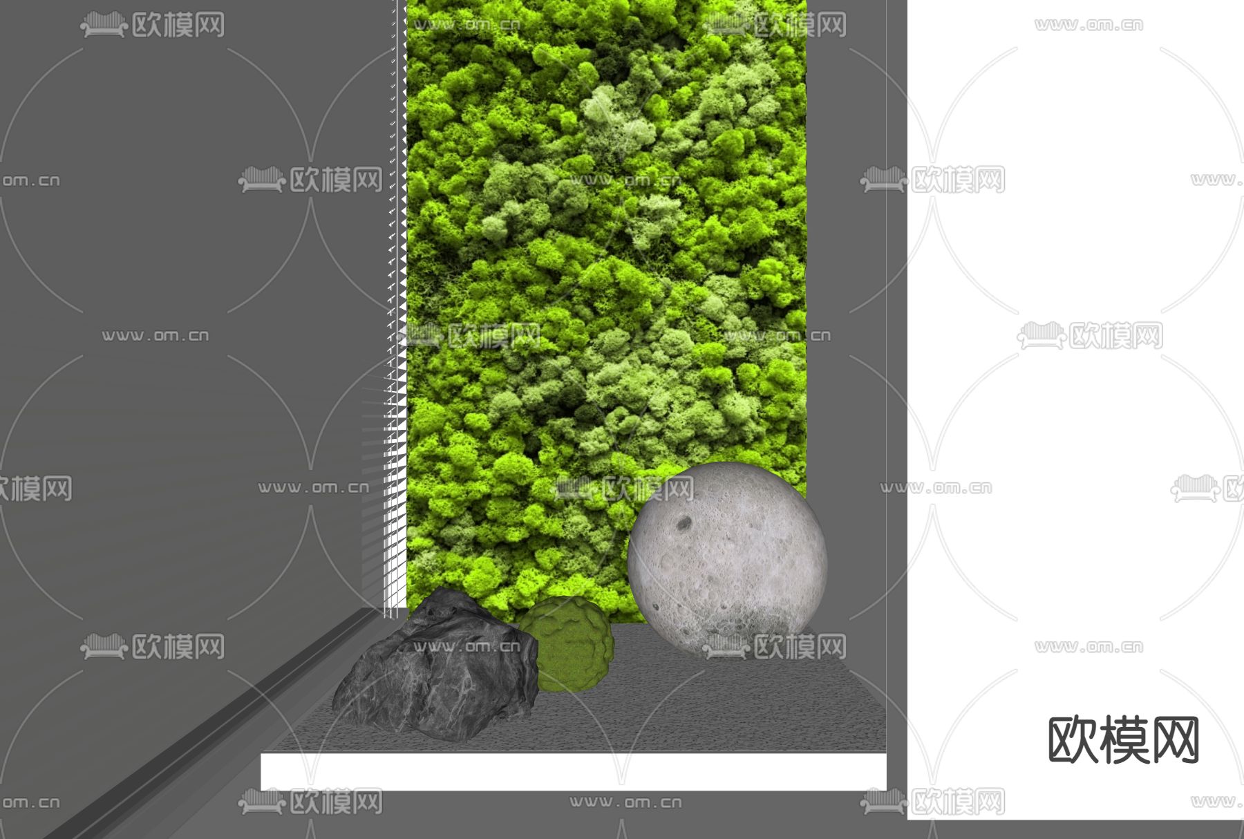 绿植墙 背景墙su模型下载（渲染图2）