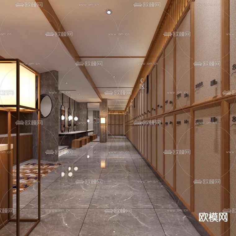 现代洗浴中心更衣室免费3d模型下载_ID12240462_3dmax免费模型-欧模网