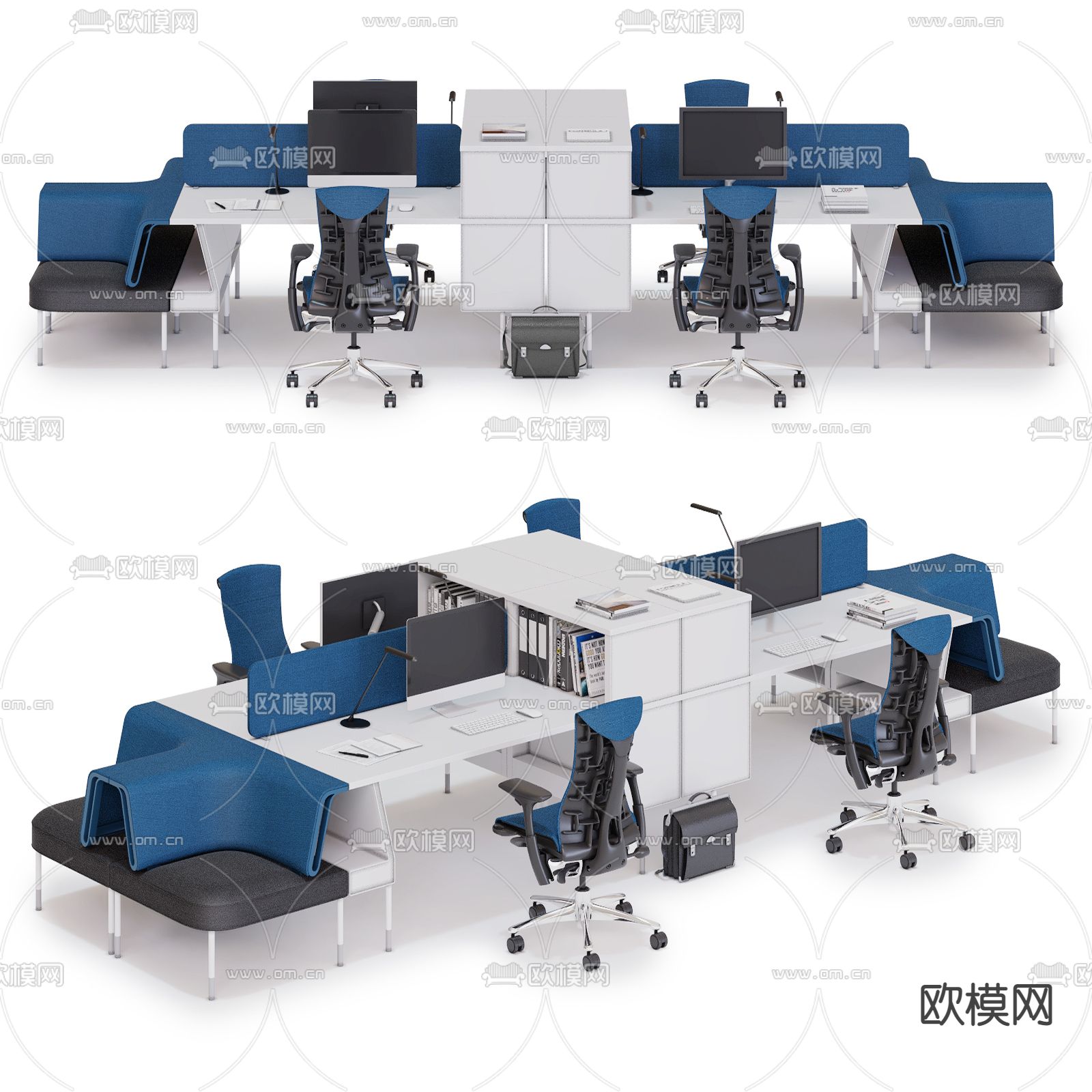 屏风卡位 办公桌椅3d模型