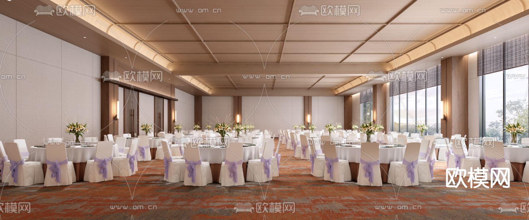 现代酒店宴会厅3d模型下载